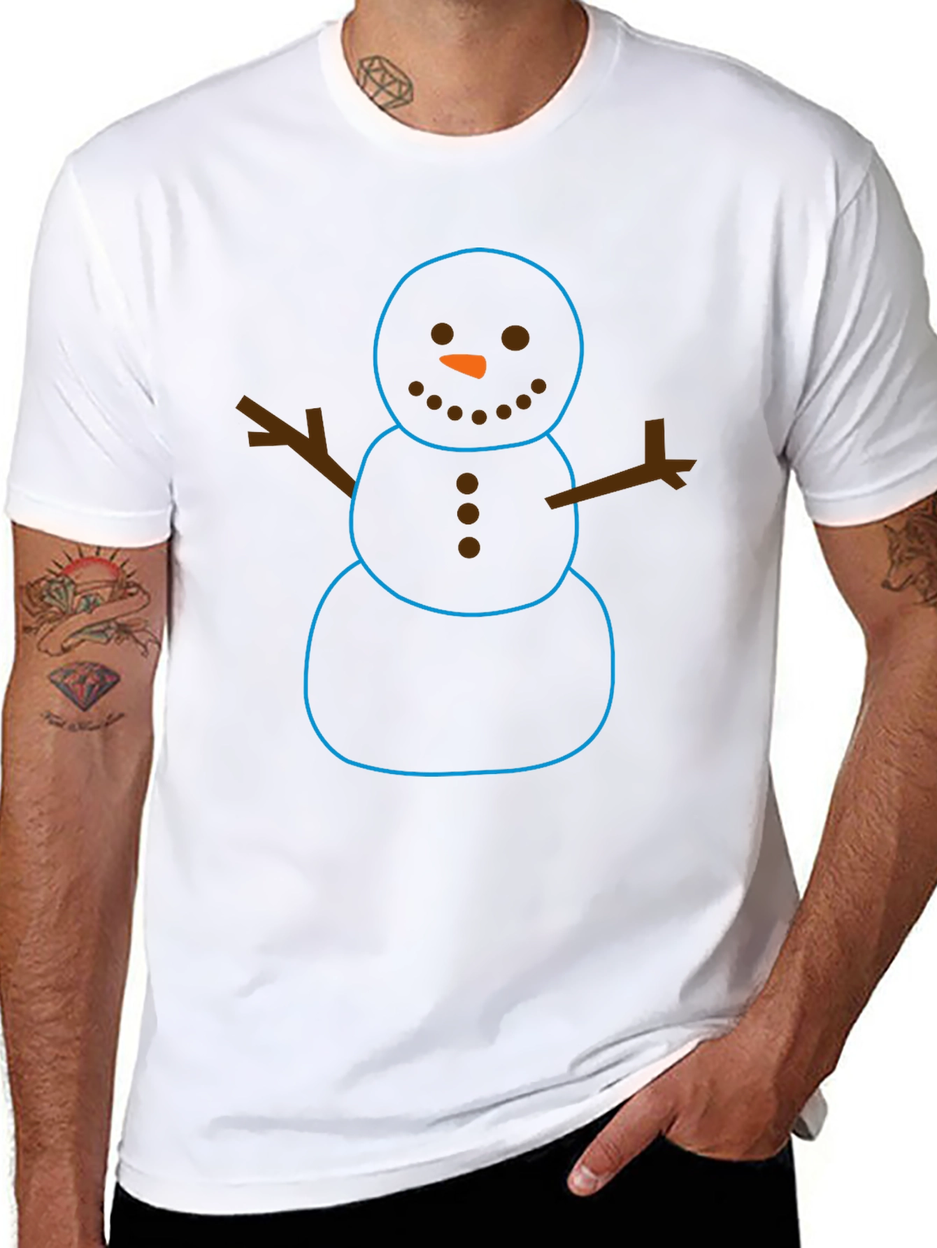 Whimsical Snowman Graphic Tee - Black
