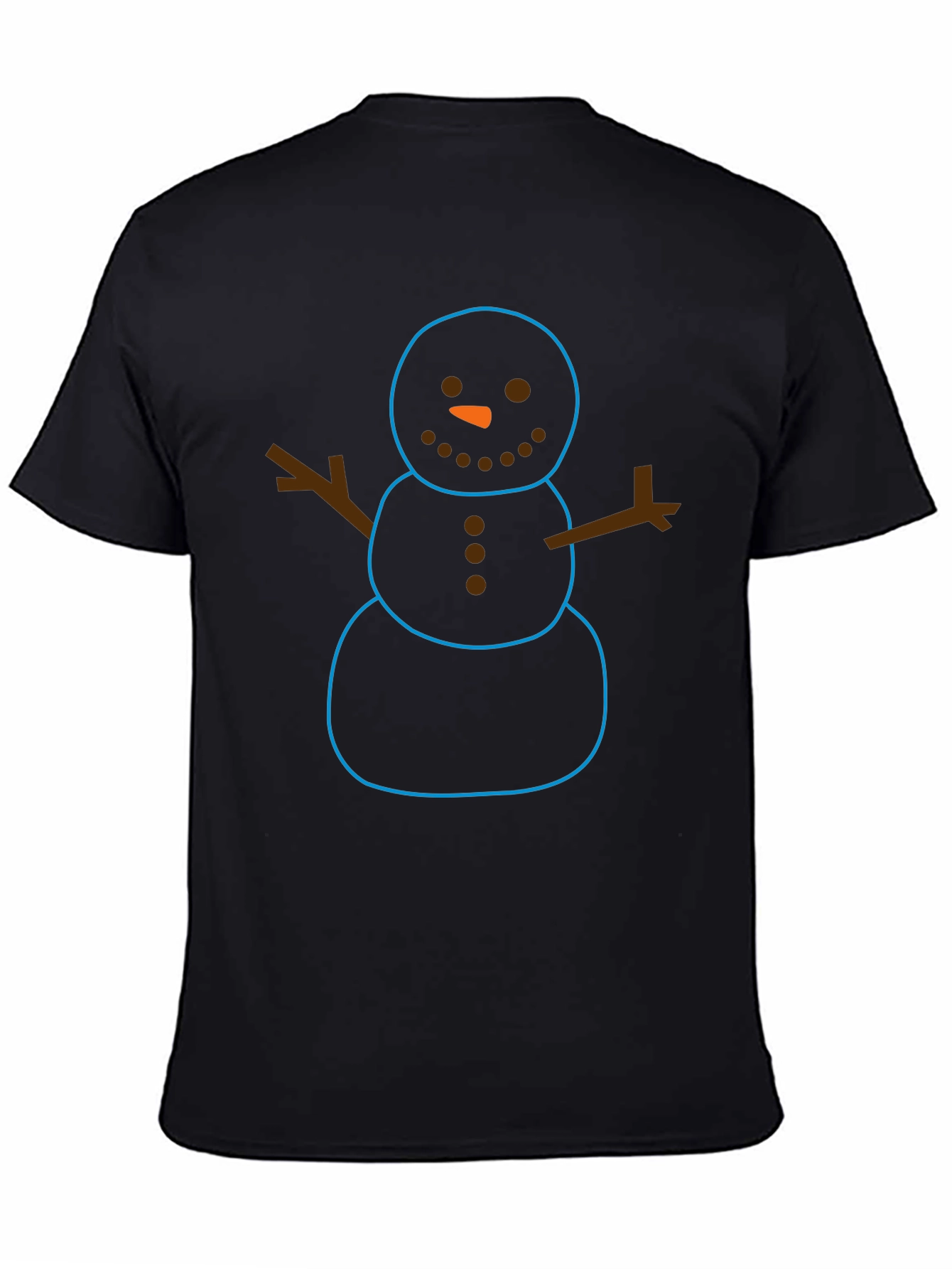 Whimsical Snowman Graphic Tee - Black