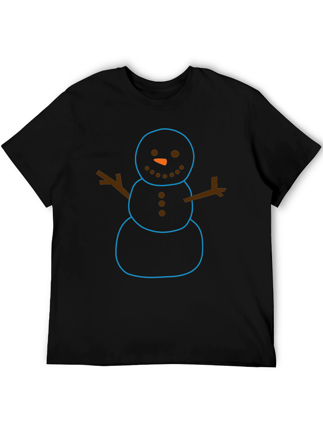 Whimsical Snowman Graphic Tee - Black