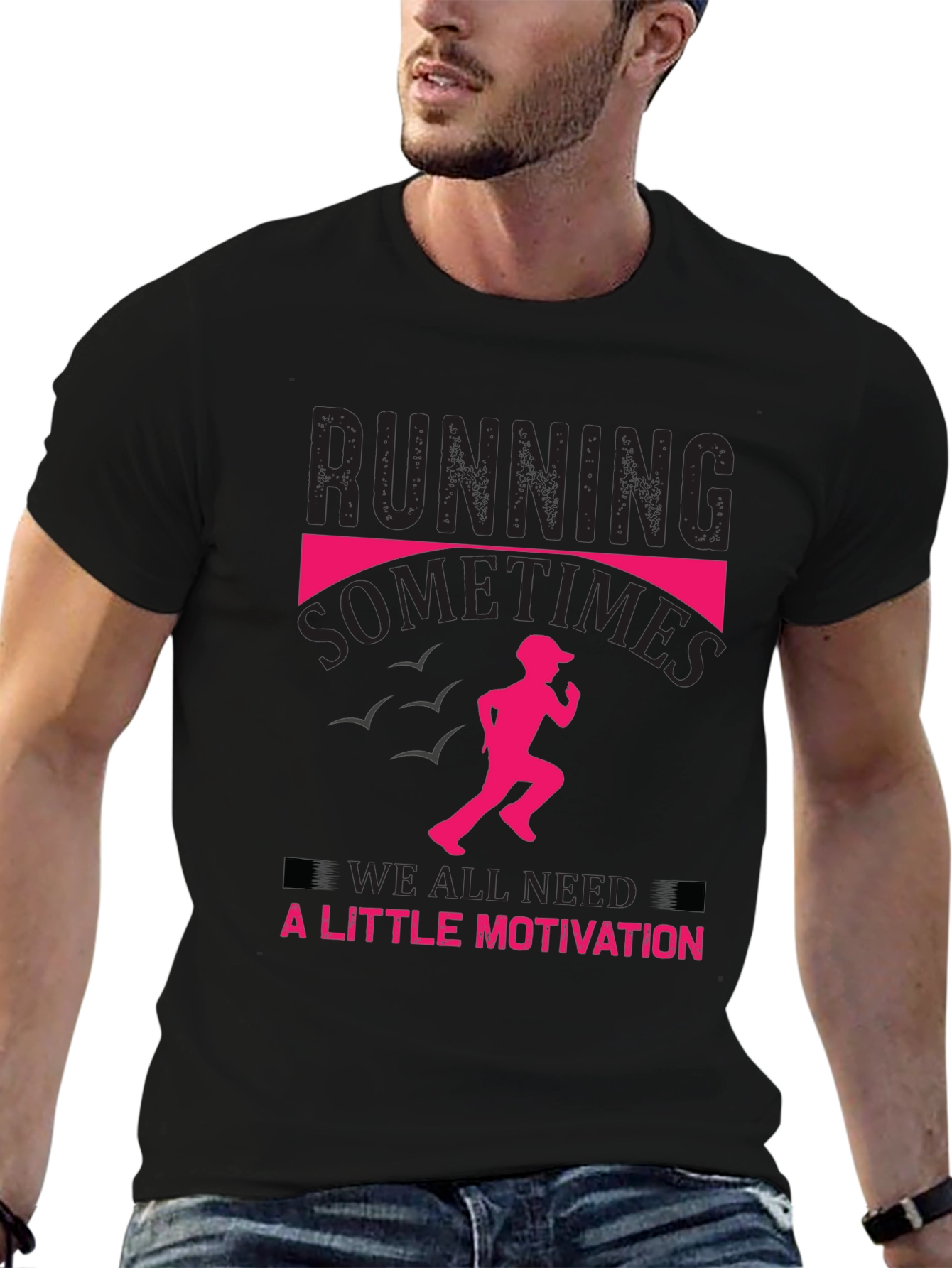 Running Motivation T-Shirt - Black Cotton Tee