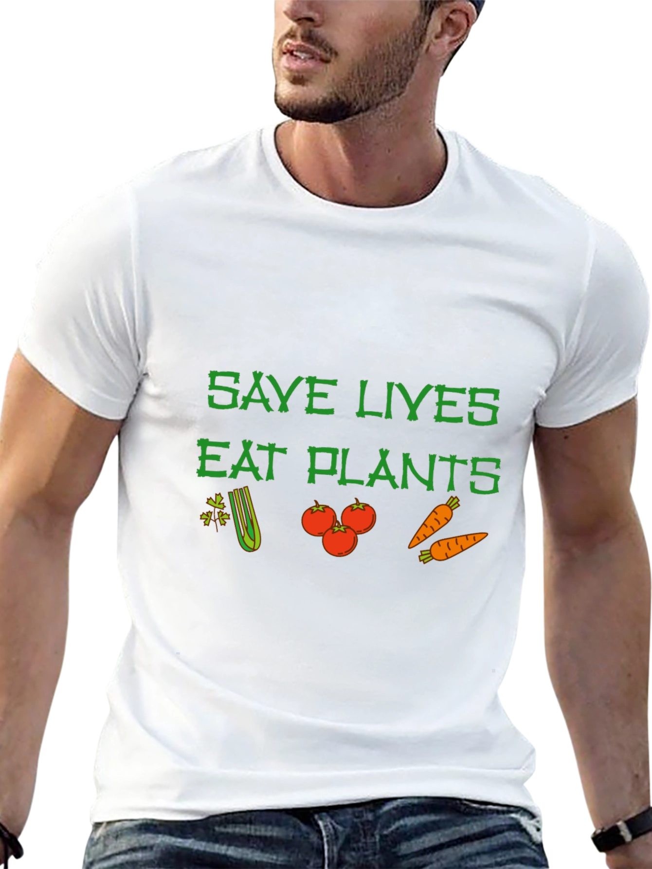 Save Lives Eat Plants Graphic Tee Vegan T-Shirt