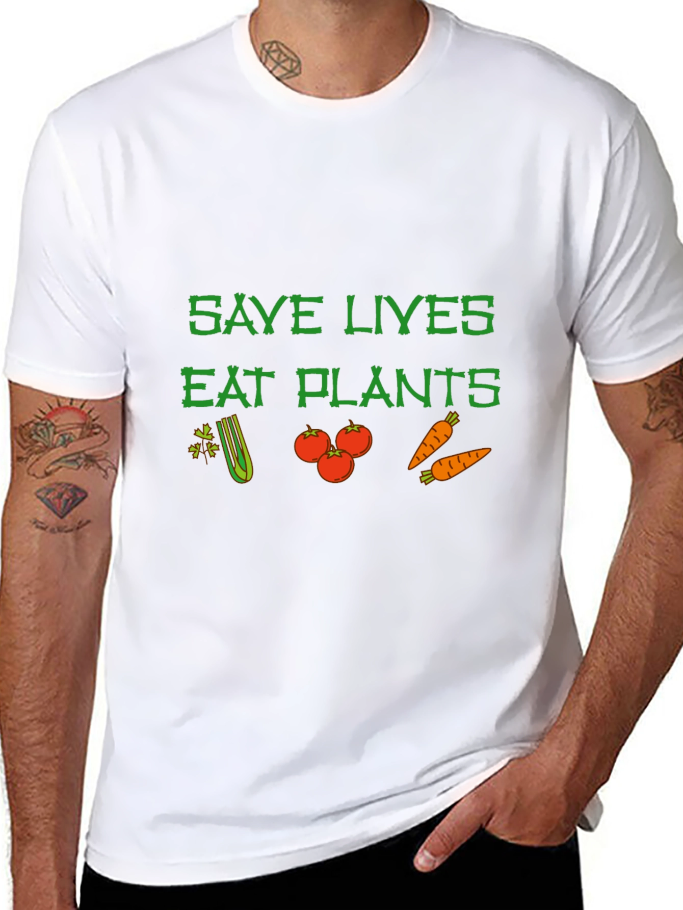 Save Lives Eat Plants Graphic Tee Vegan T-Shirt