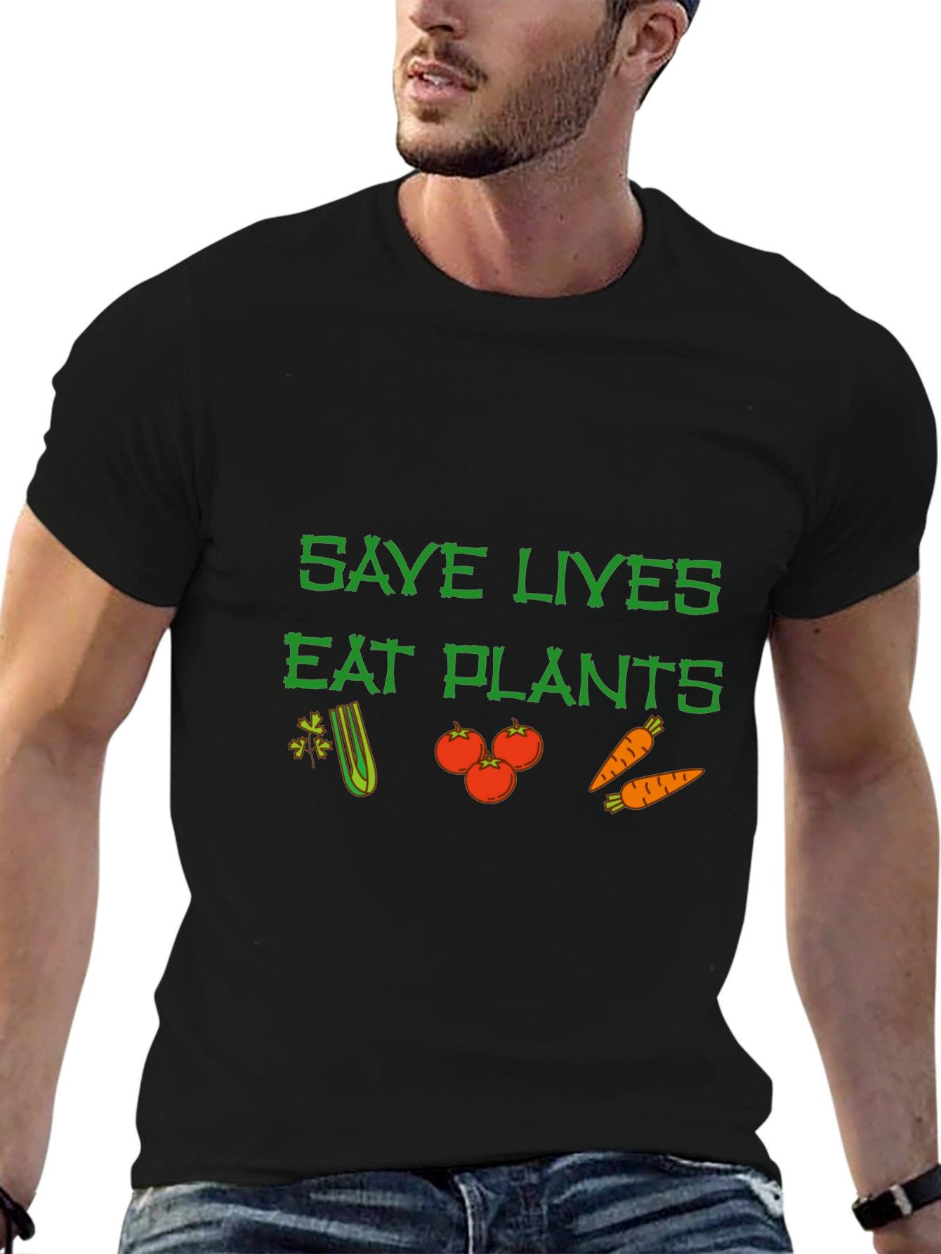 Save Lives Eat Plants Graphic Tee Vegan T-Shirt