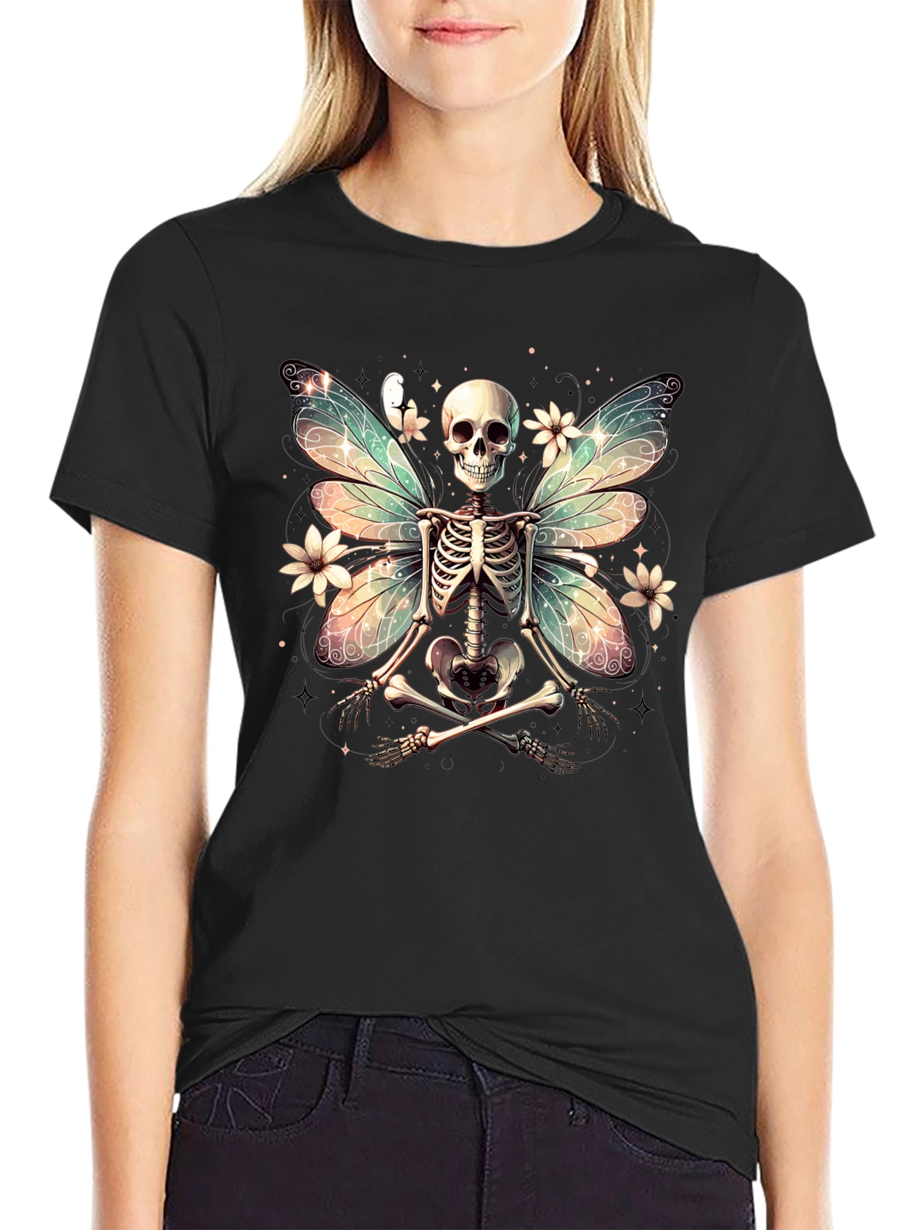 Skeleton Fairy T-Shirt - Unique Gothic Design