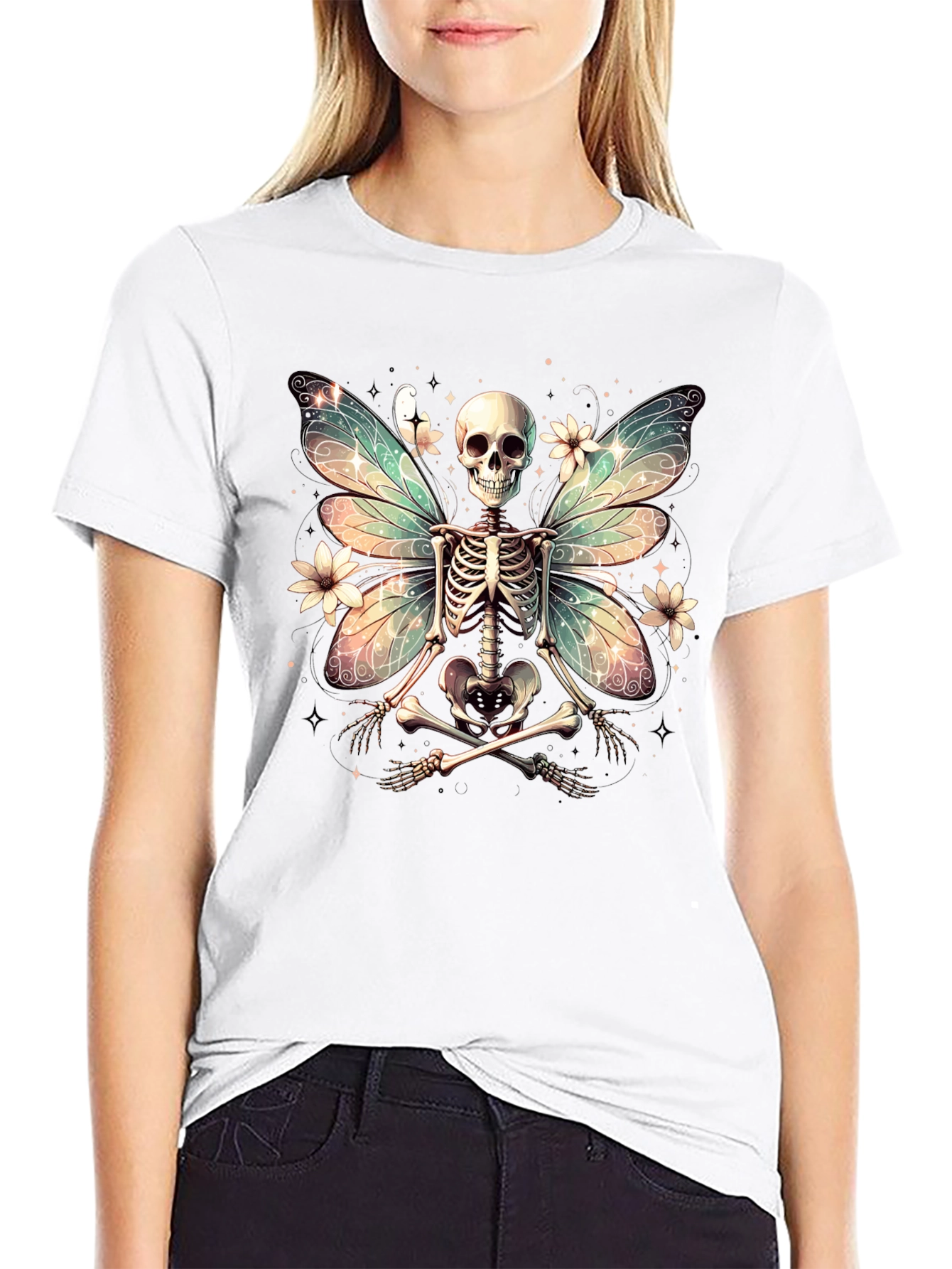 Skeleton Fairy T-Shirt - Unique Gothic Design