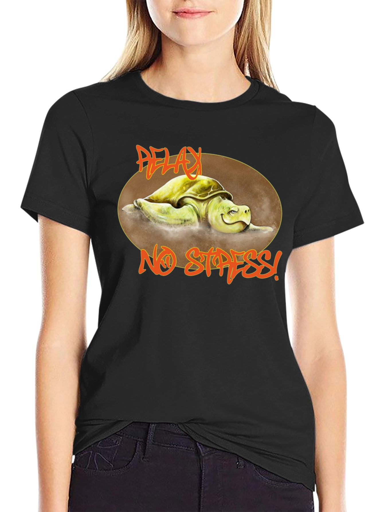 Relax No Stress Turtle Graphic T-Shirt