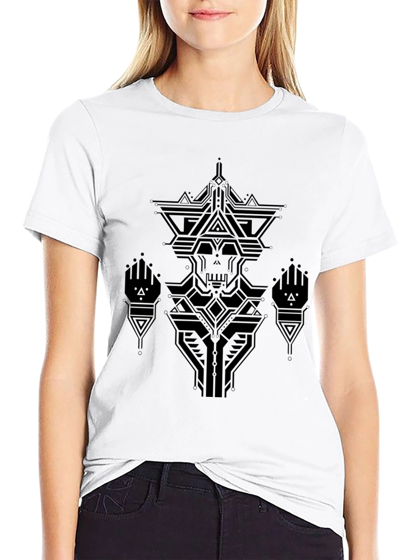 Geometric Skull Graphic Black T-Shirt