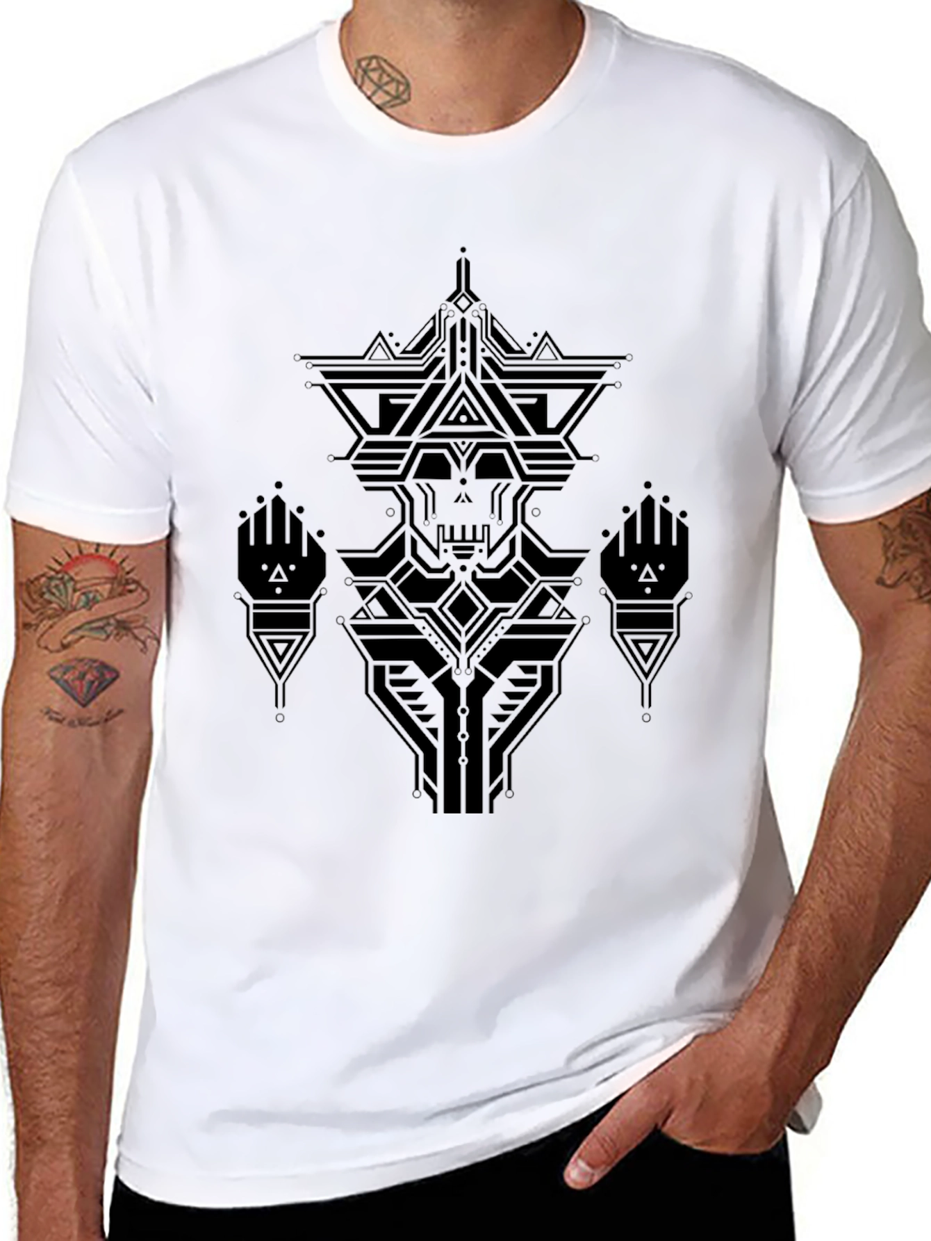 Geometric Skull Graphic Black T-Shirt