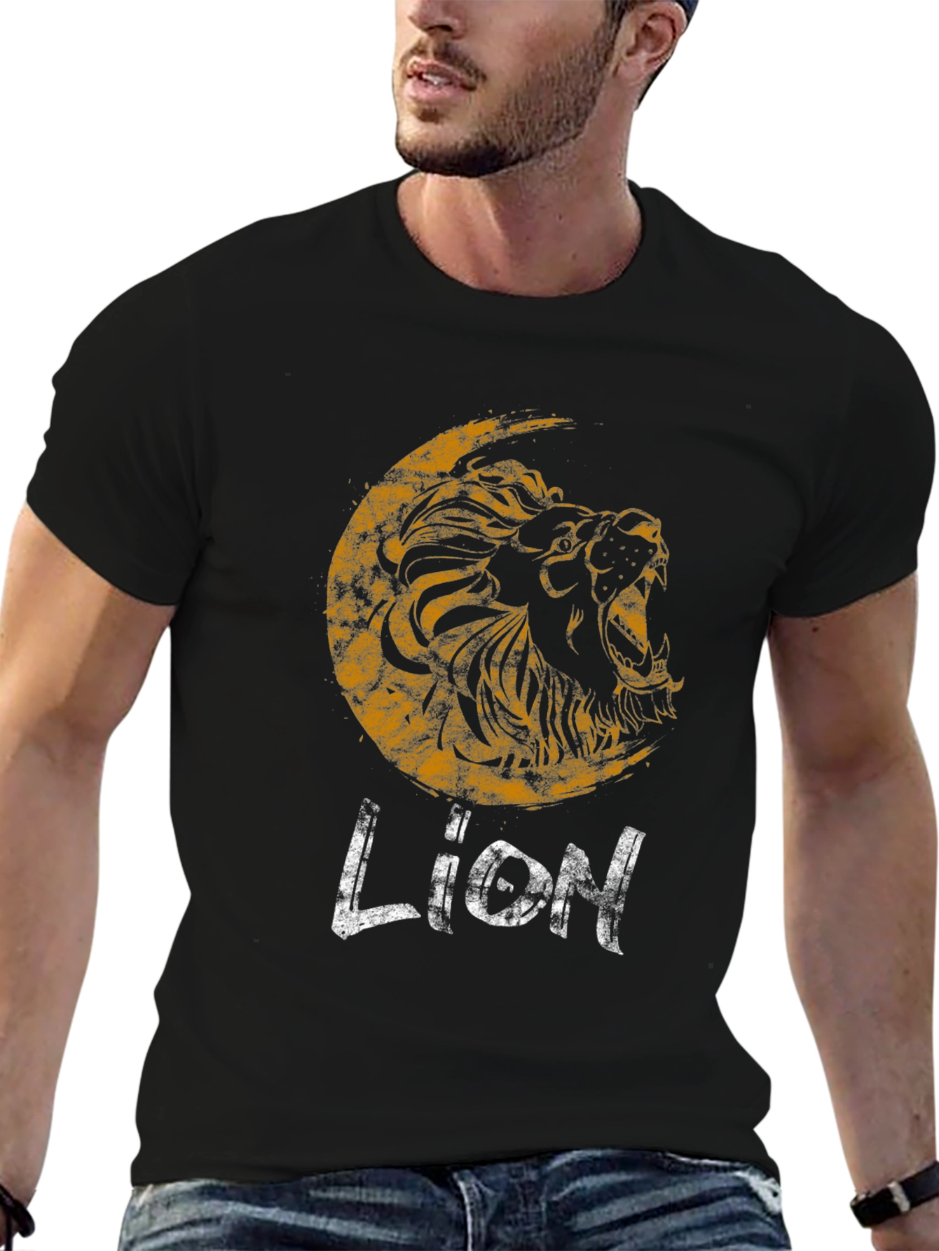 Roaring Lion Graphic Print Black T-Shirt