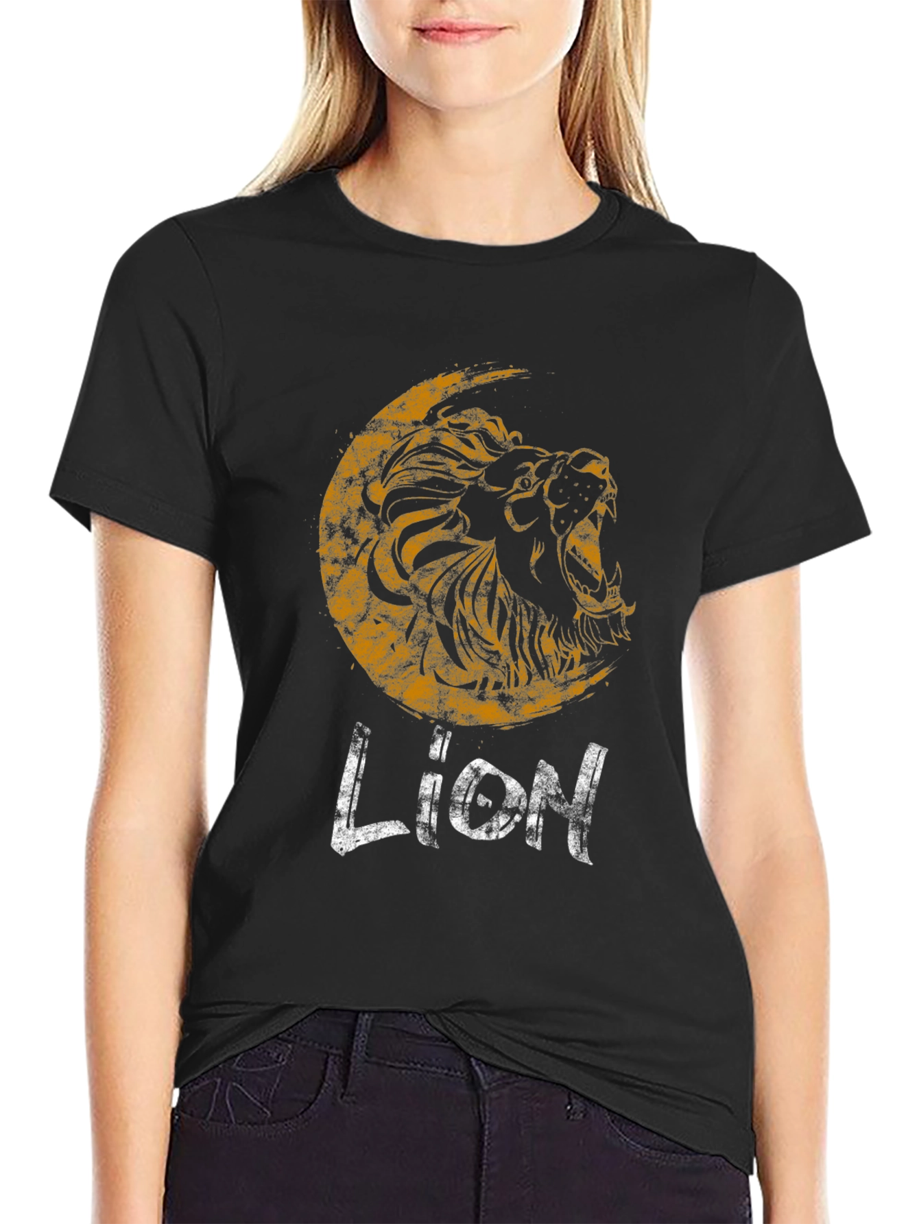 Roaring Lion Graphic Print Black T-Shirt