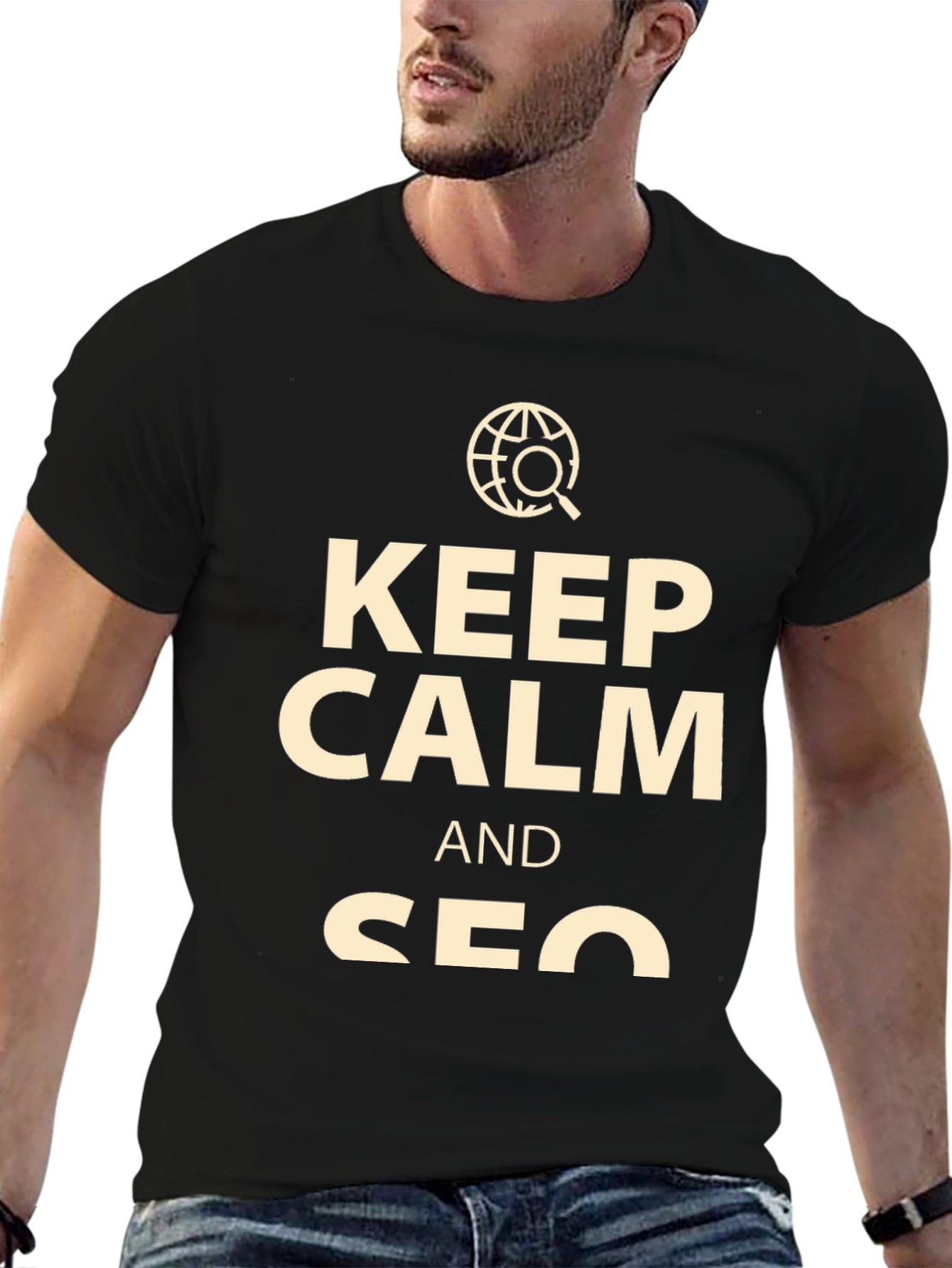 Keep Calm SEO T-Shirt - Black Cotton Tee