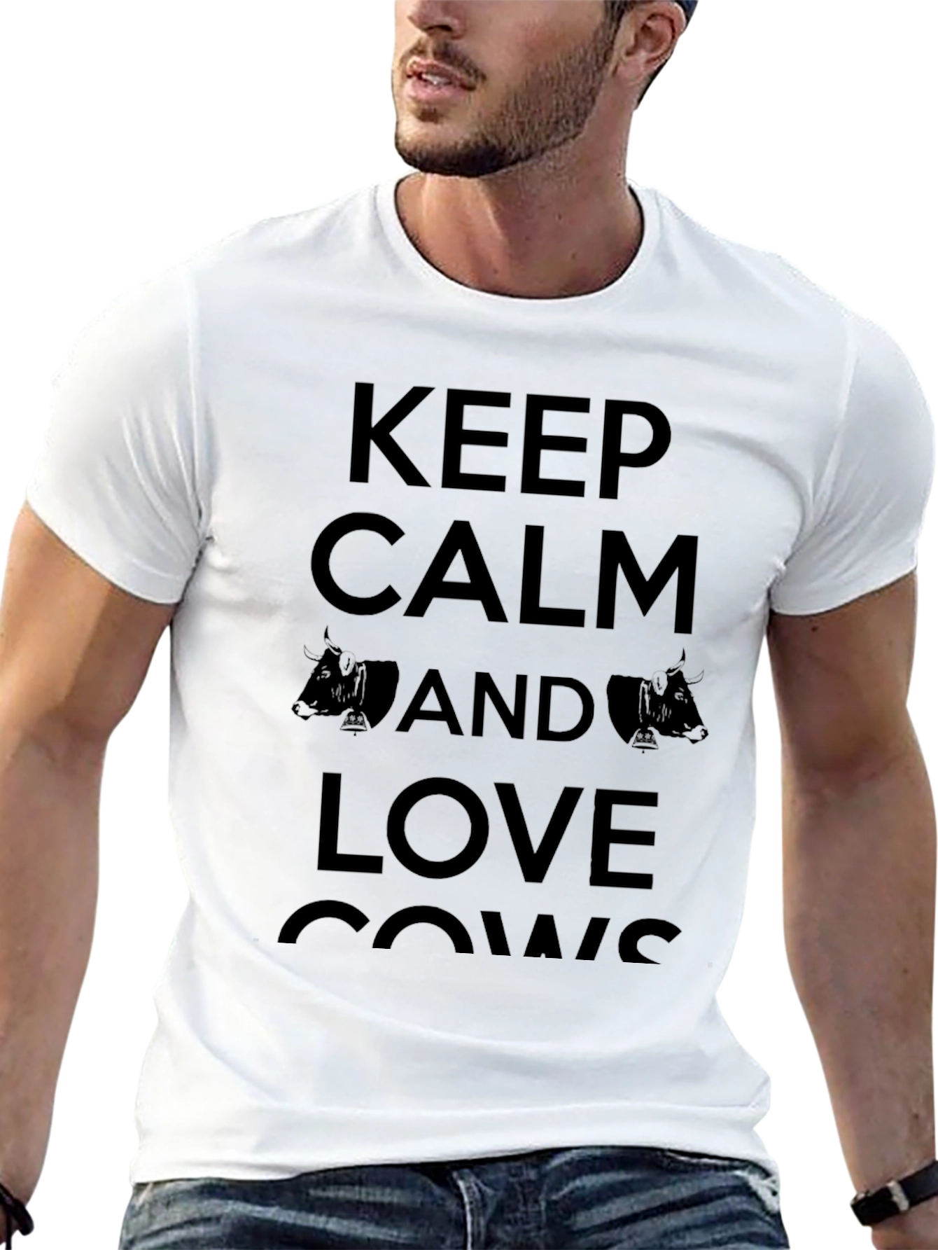 Keep Calm and Love Cows Mens Black T-Shirt