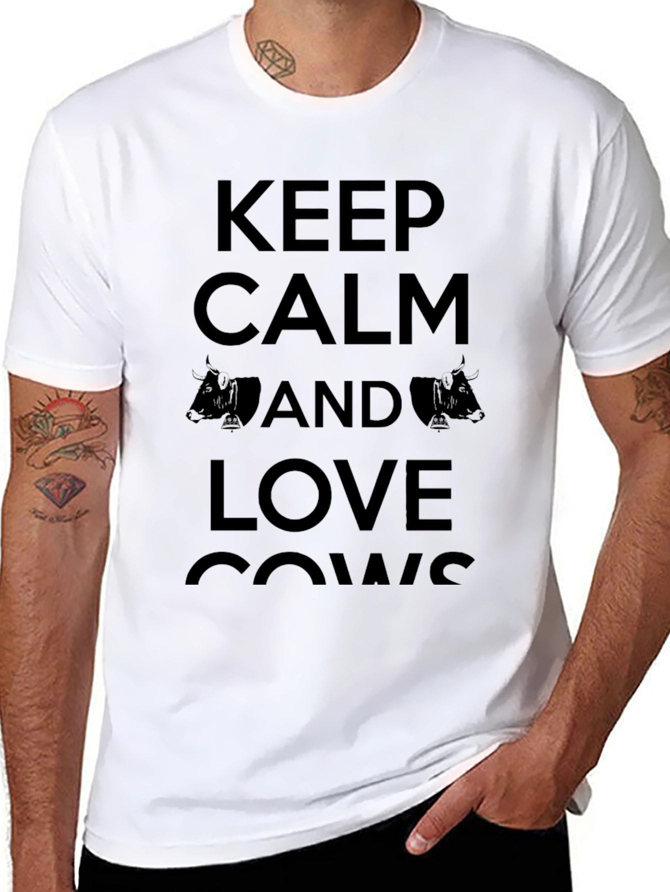 Keep Calm and Love Cows Mens Black T-Shirt