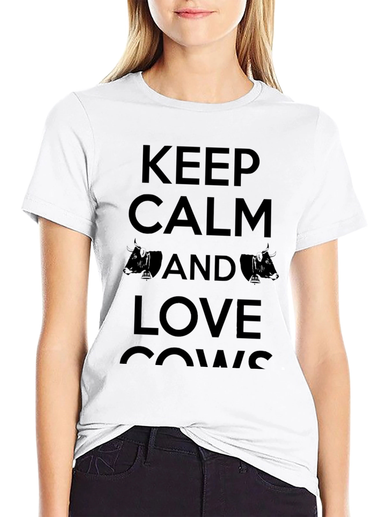 Keep Calm and Love Cows Mens Black T-Shirt