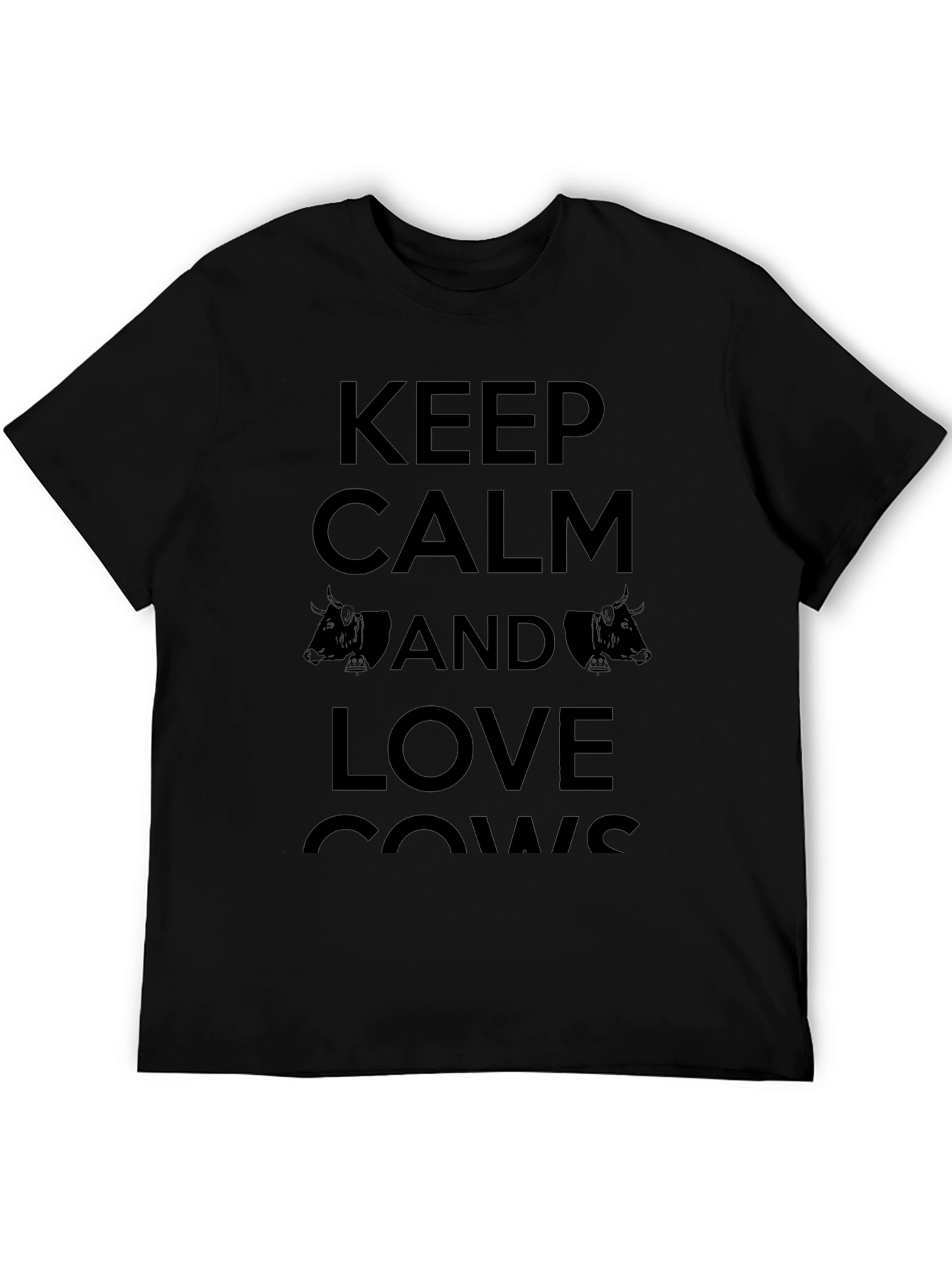 Keep Calm and Love Cows Mens Black T-Shirt