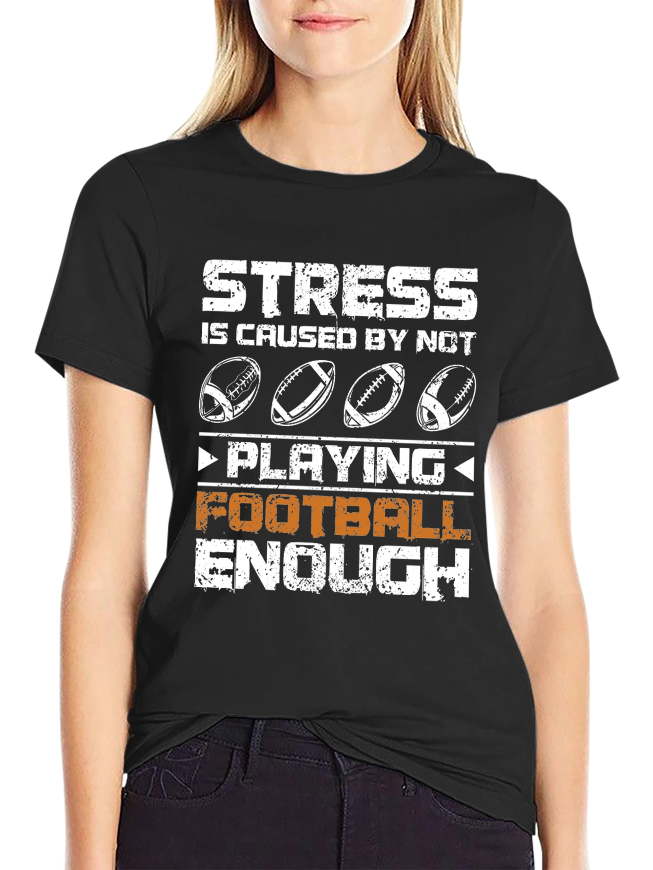 Stress Not Playing Football Enough Black T-Shirt