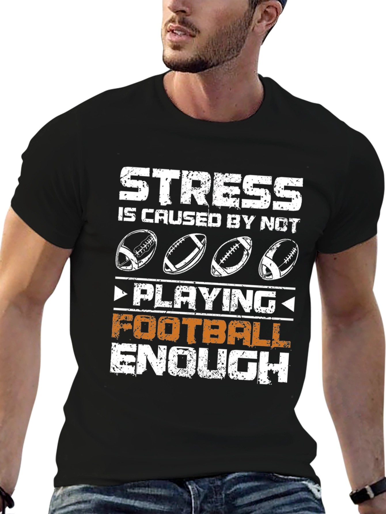 Stress Not Playing Football Enough Black T-Shirt