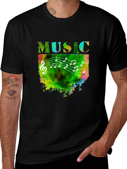 Colorful Music Notes Graphic Print T-Shirt