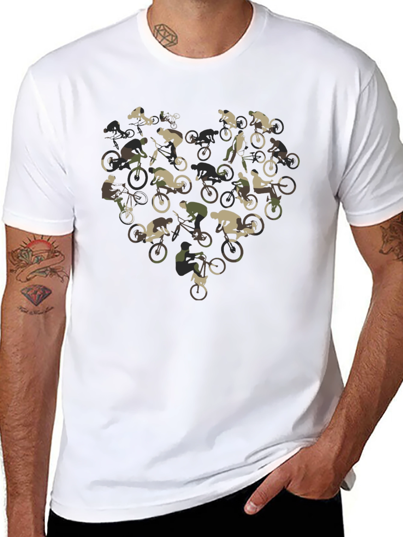 Mountain Bike Heart Camo Graphic Tee