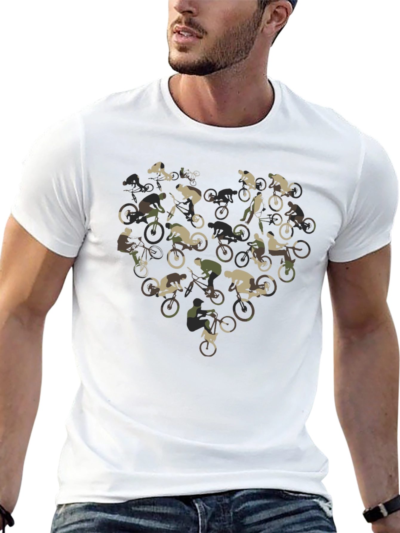 Mountain Bike Heart Camo Graphic Tee