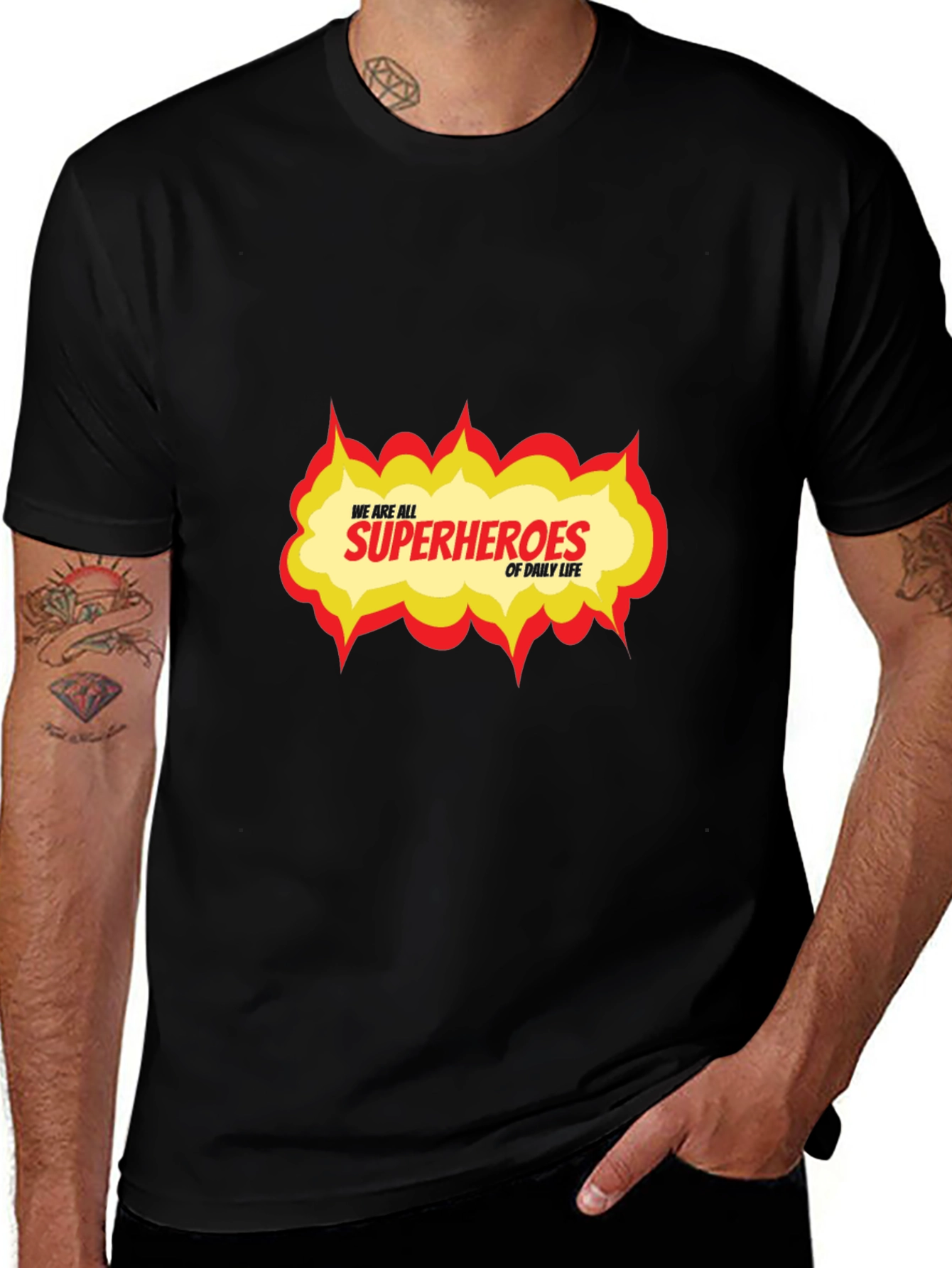 Superhero Daily Life Graphic Tee - Black
