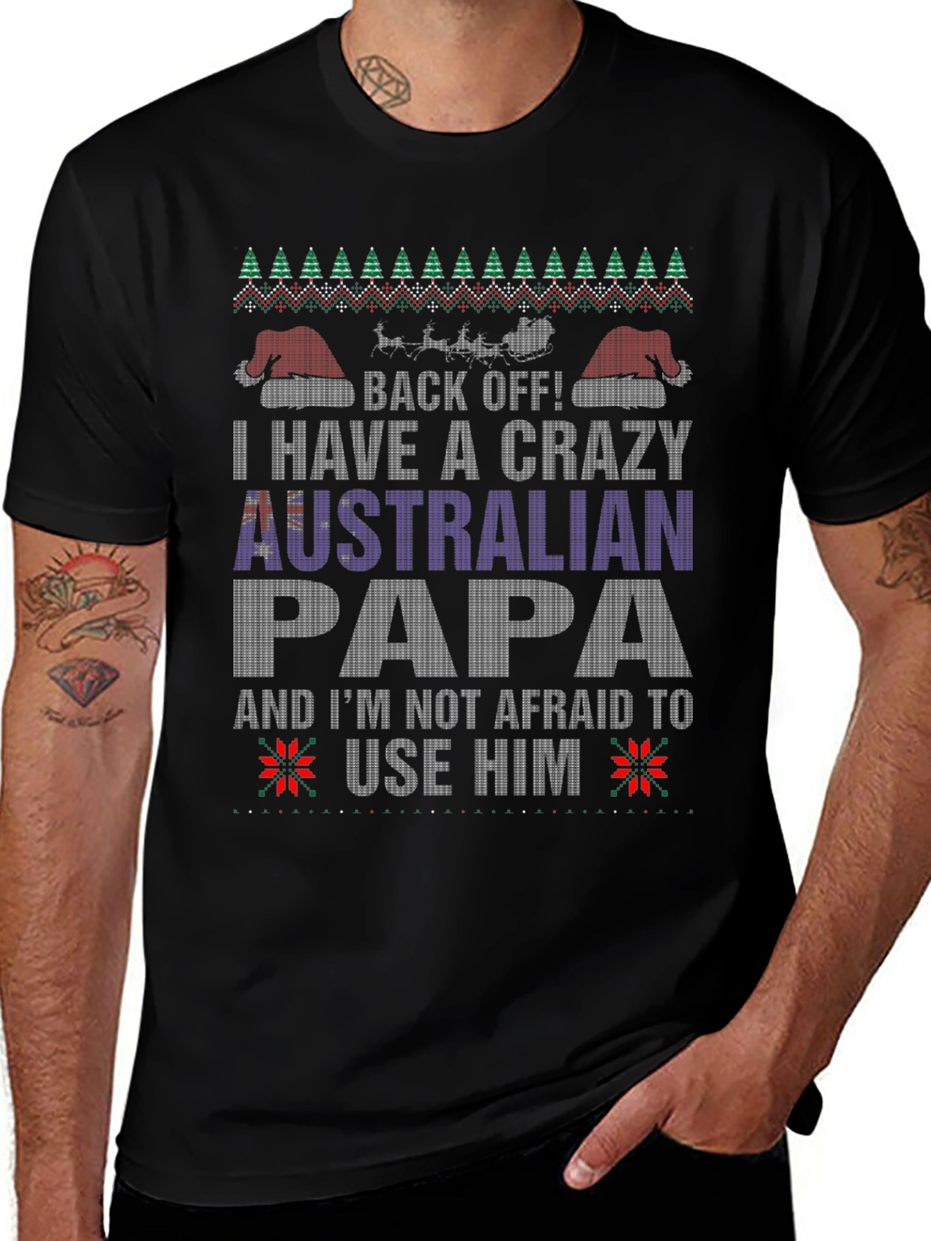 Crazy Australian Papa Christmas T-Shirt