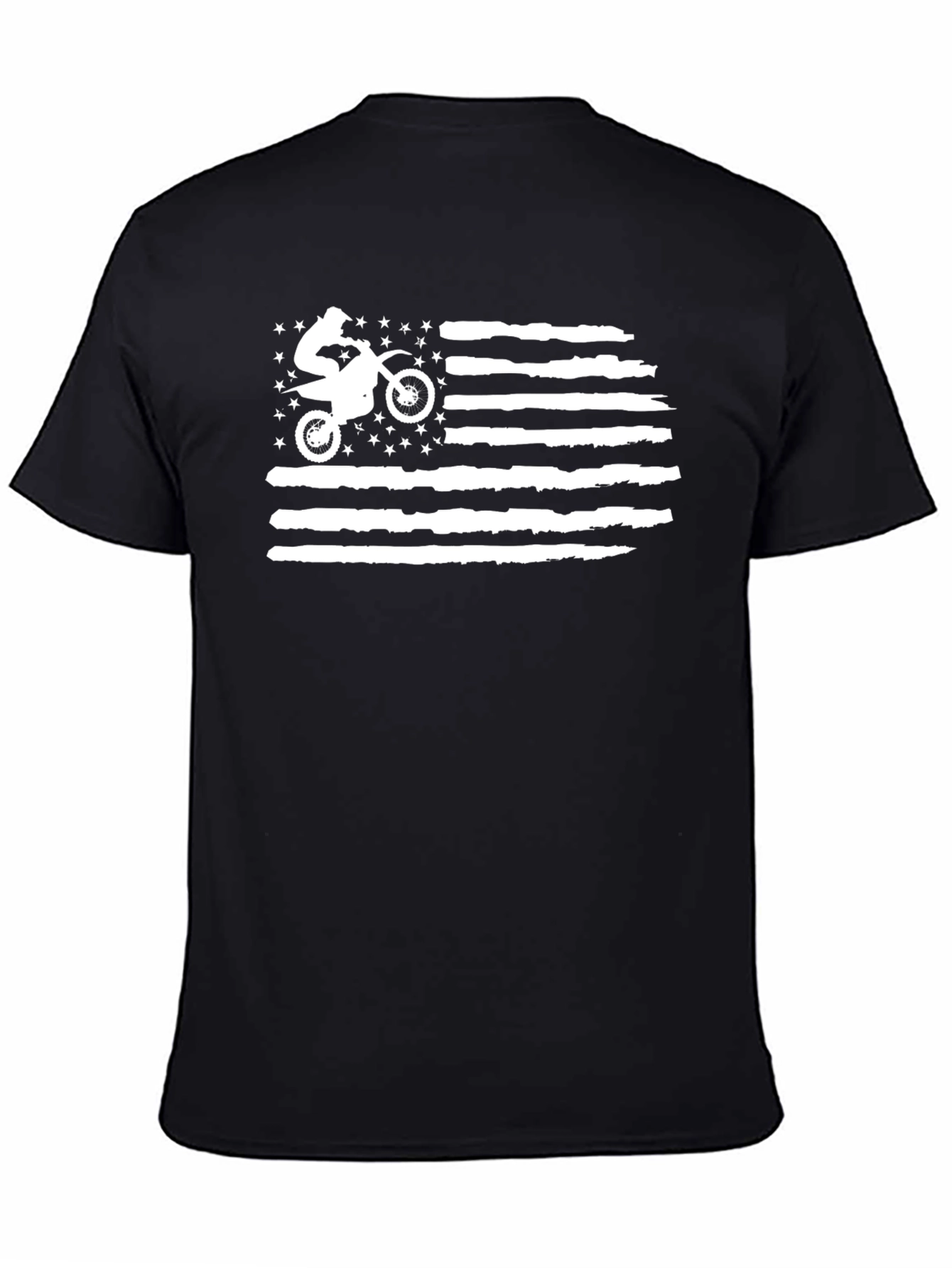 Motorcycle American Flag Graphic T-Shirt