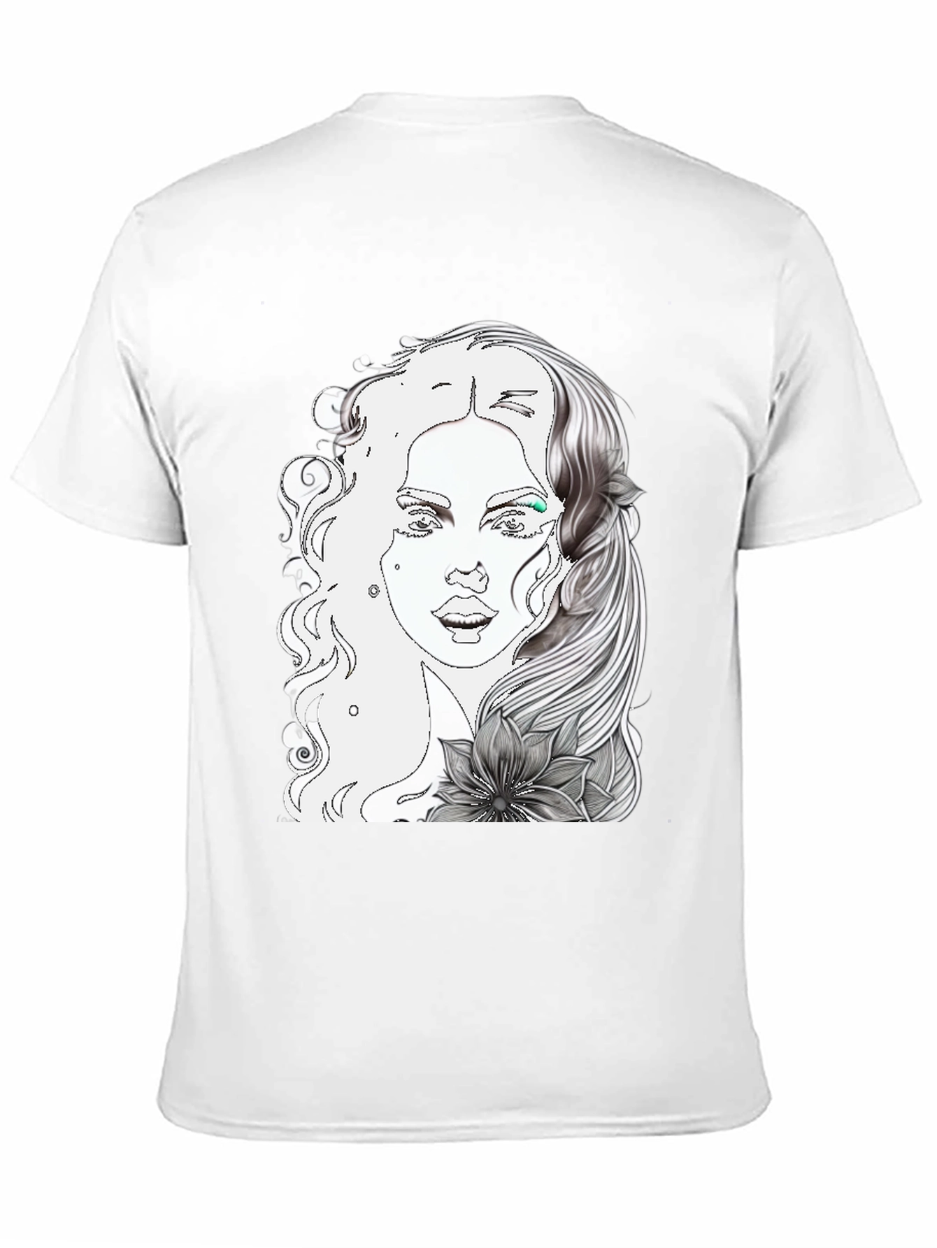 Woman Portrait Graphic Tee - Cool Black T-Shirt