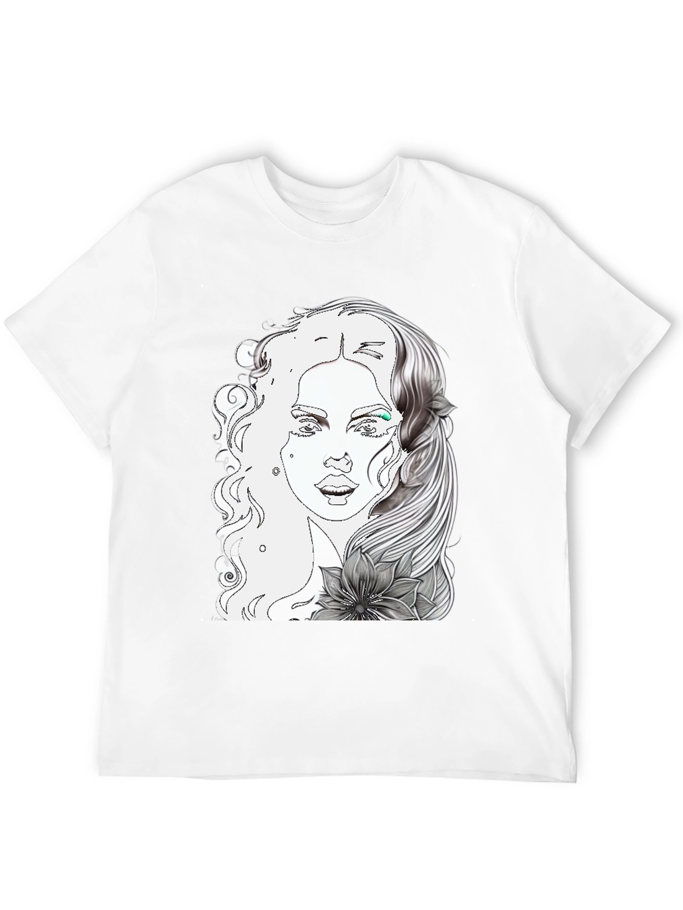 Woman Portrait Graphic Tee - Cool Black T-Shirt