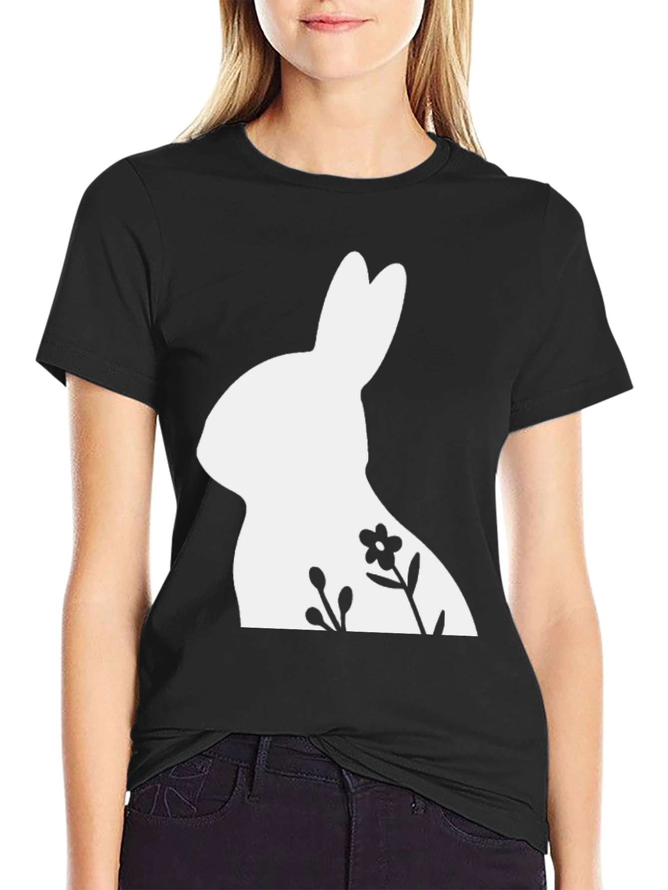 Bunny Floral Graphic Tee - Easter Shirt