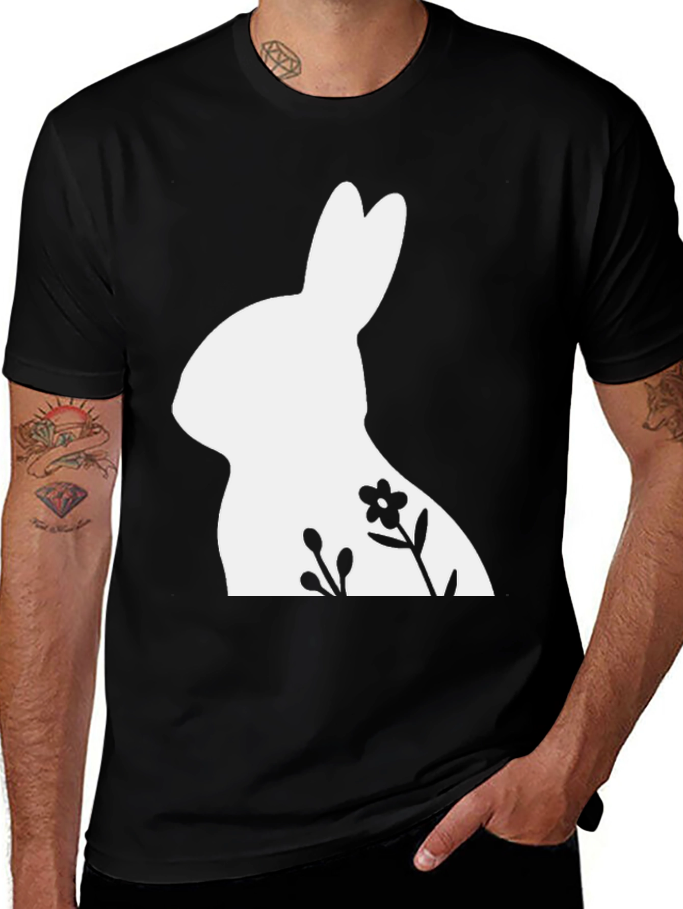Bunny Floral Graphic Tee - Easter Shirt