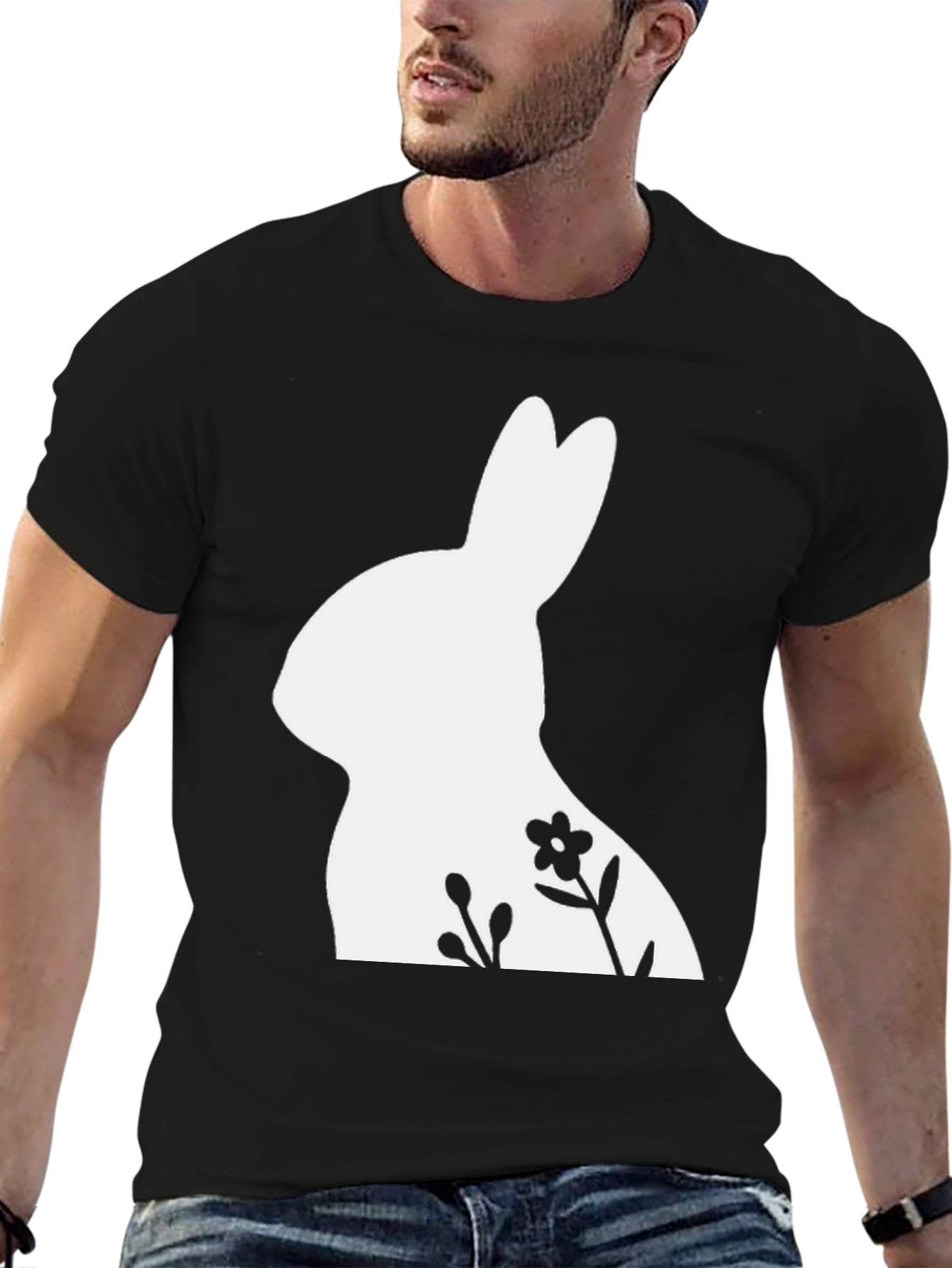 Bunny Floral Graphic Tee - Easter Shirt