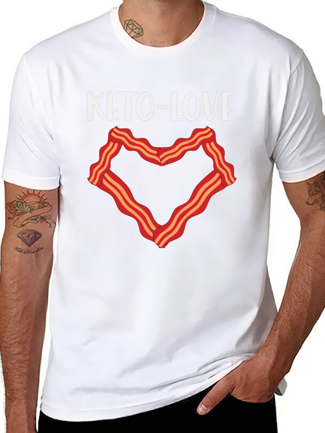 Keto-Love Bacon Heart Graphic T-Shirt