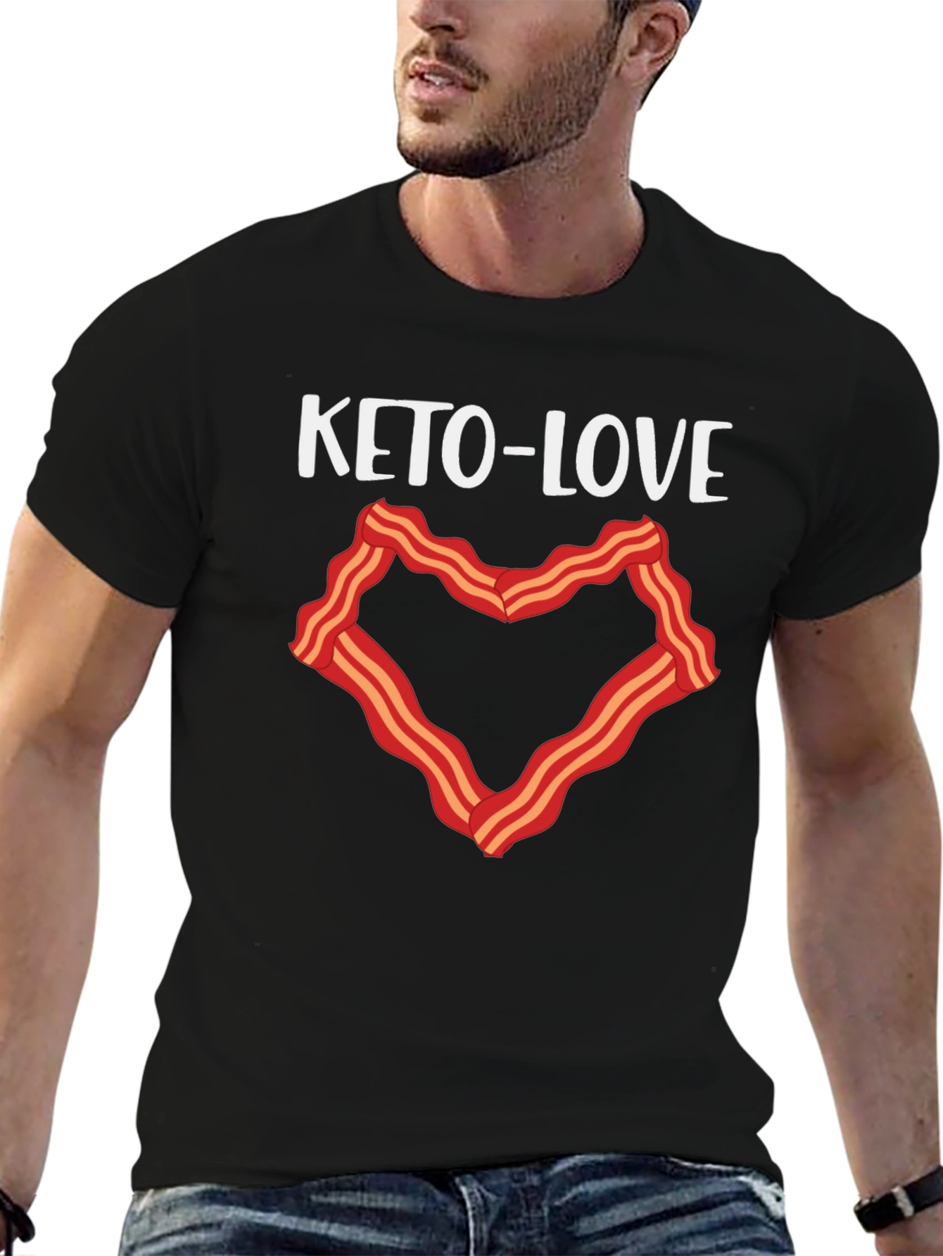 Keto-Love Bacon Heart Graphic T-Shirt