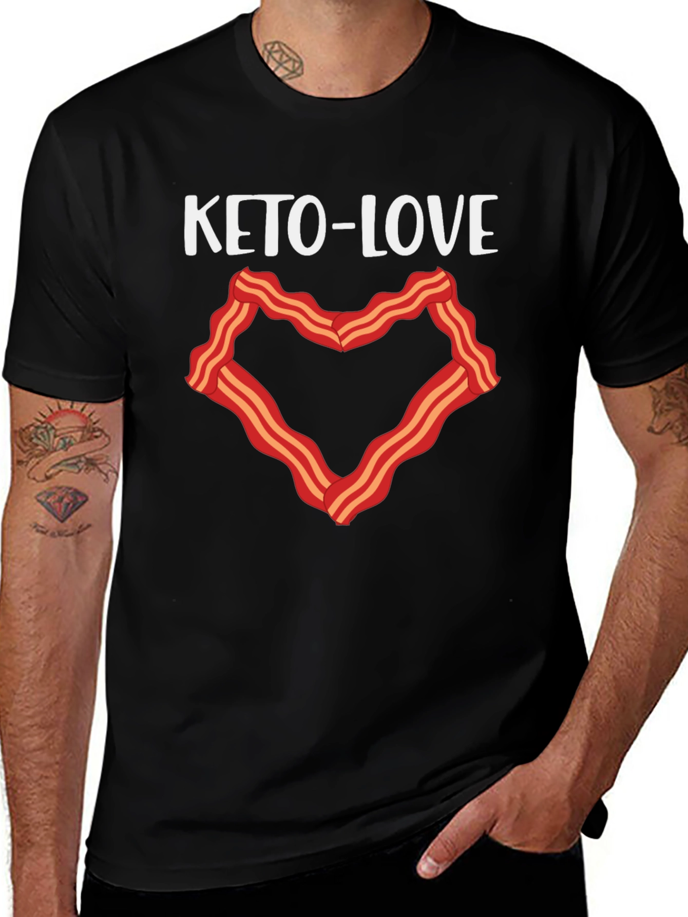 Keto-Love Bacon Heart Graphic T-Shirt