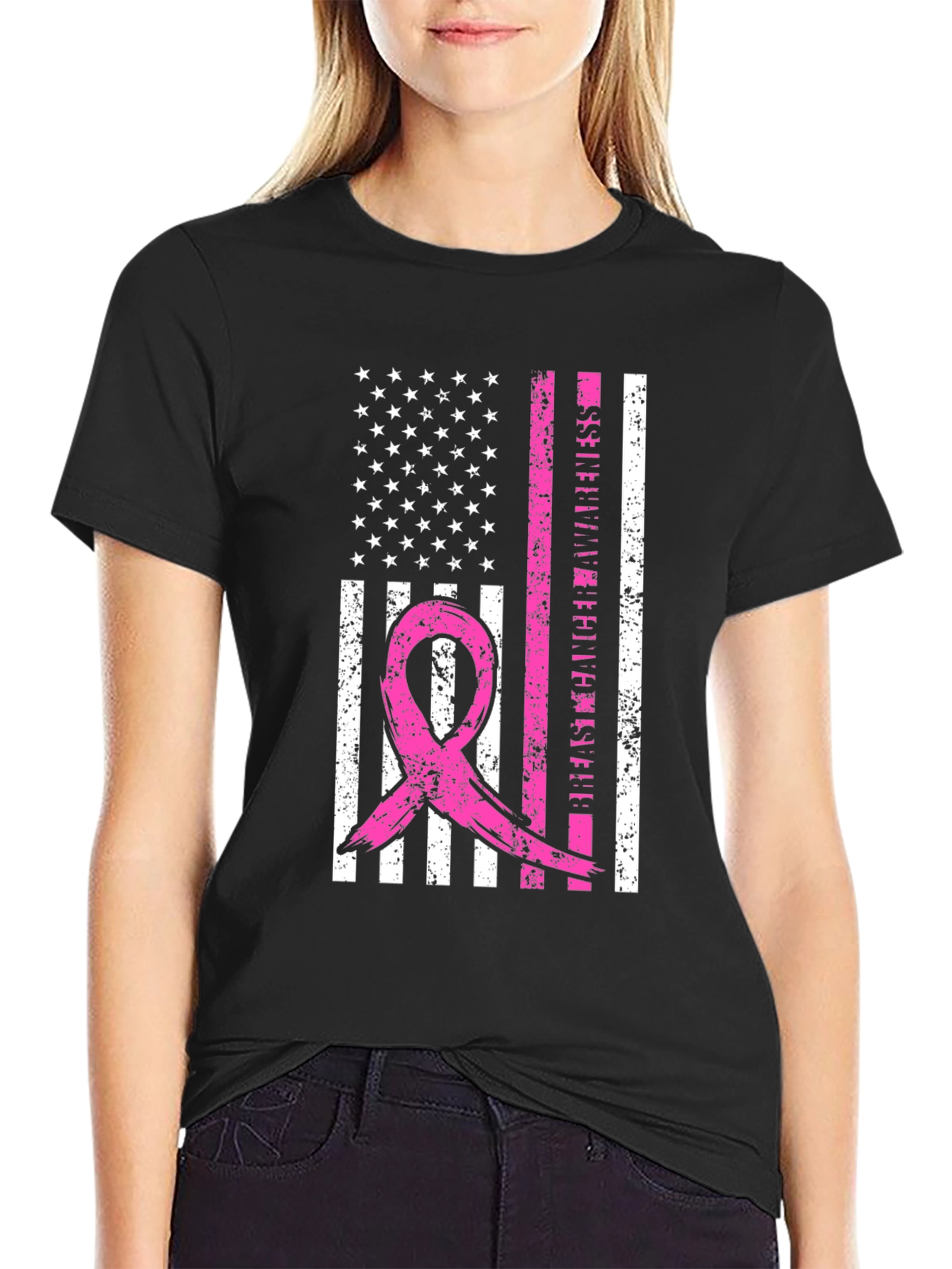 Breast Cancer Awareness Flag T-Shirt