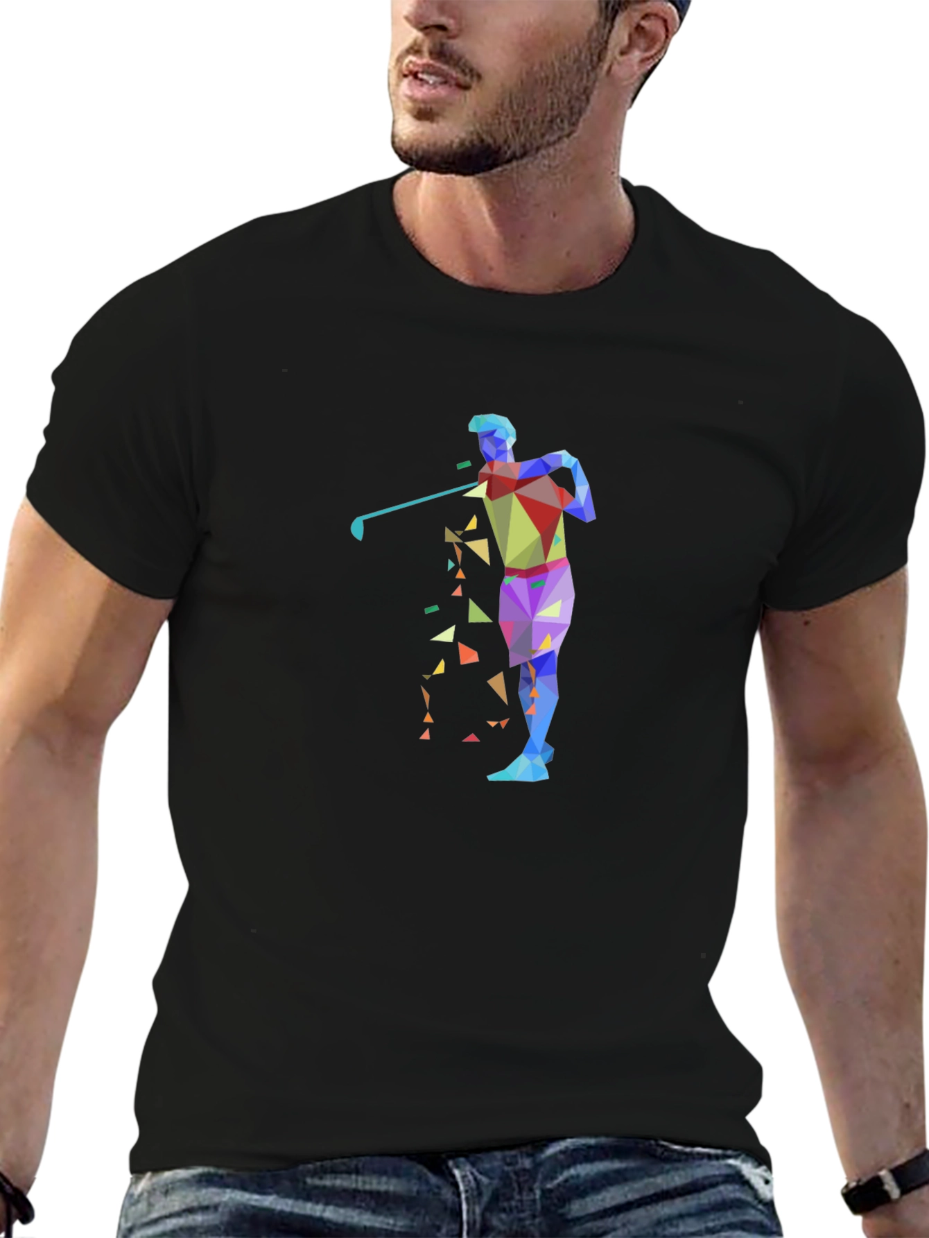 Abstract Golf Graphic Black T-Shirt