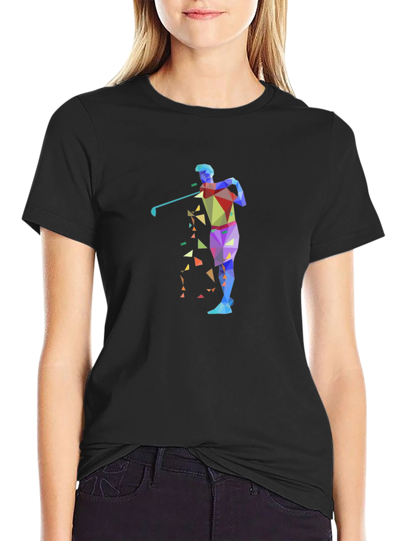 Abstract Golf Graphic Black T-Shirt