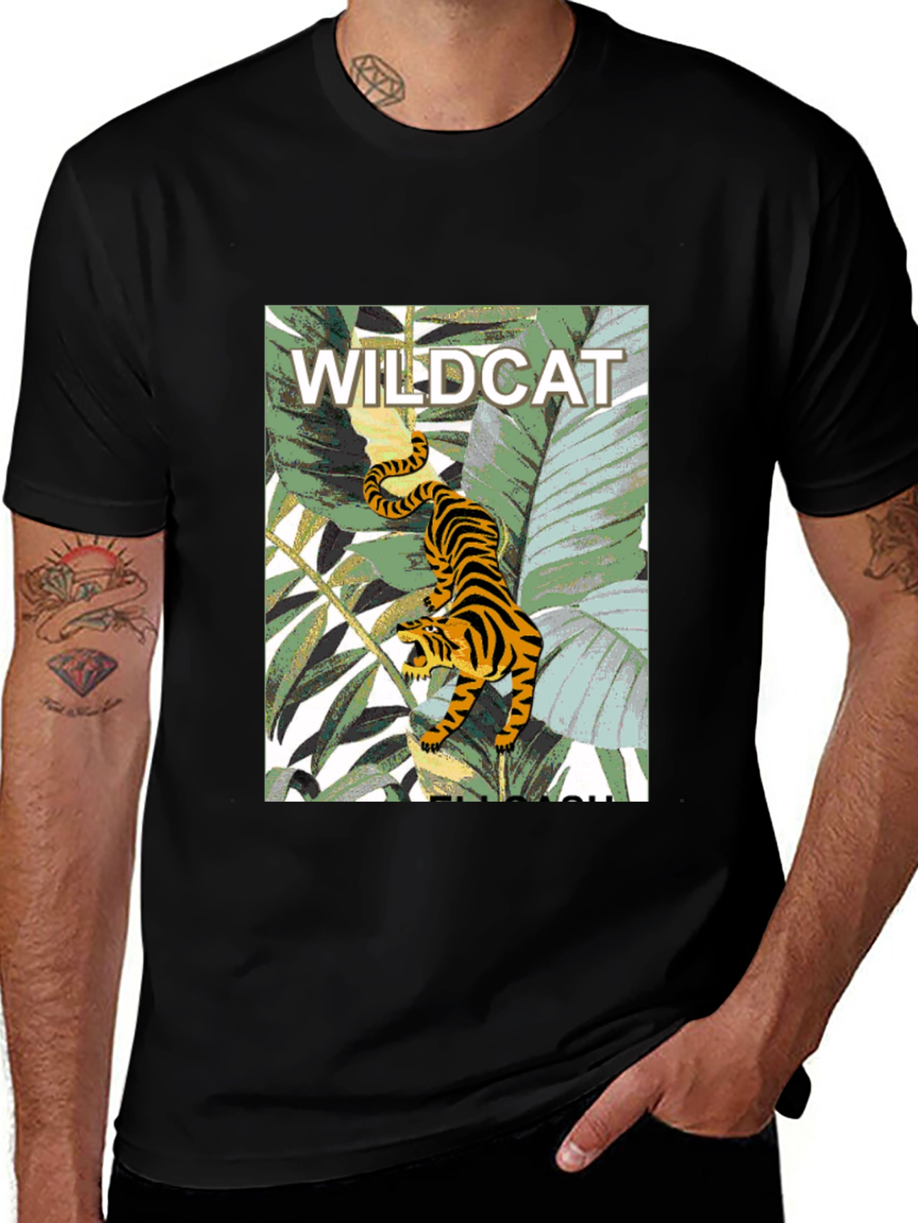 Wildcat Jungle Graphic Tee - Mens Black T-Shirt