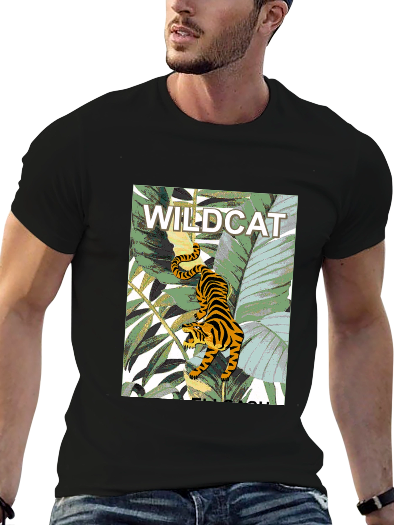 Wildcat Jungle Graphic Tee - Mens Black T-Shirt