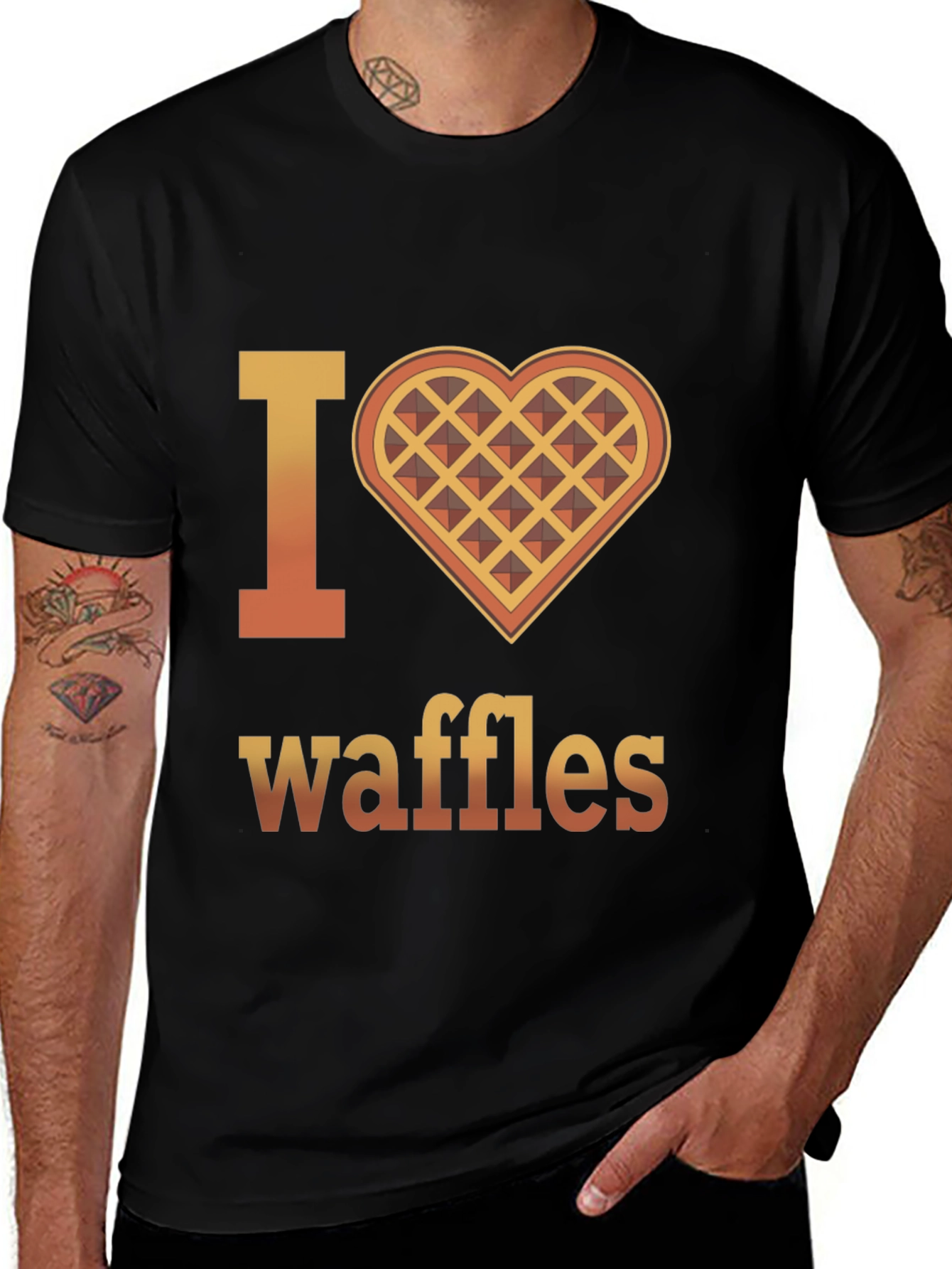 I Heart Waffles Graphic T-Shirt - Novelty Tee