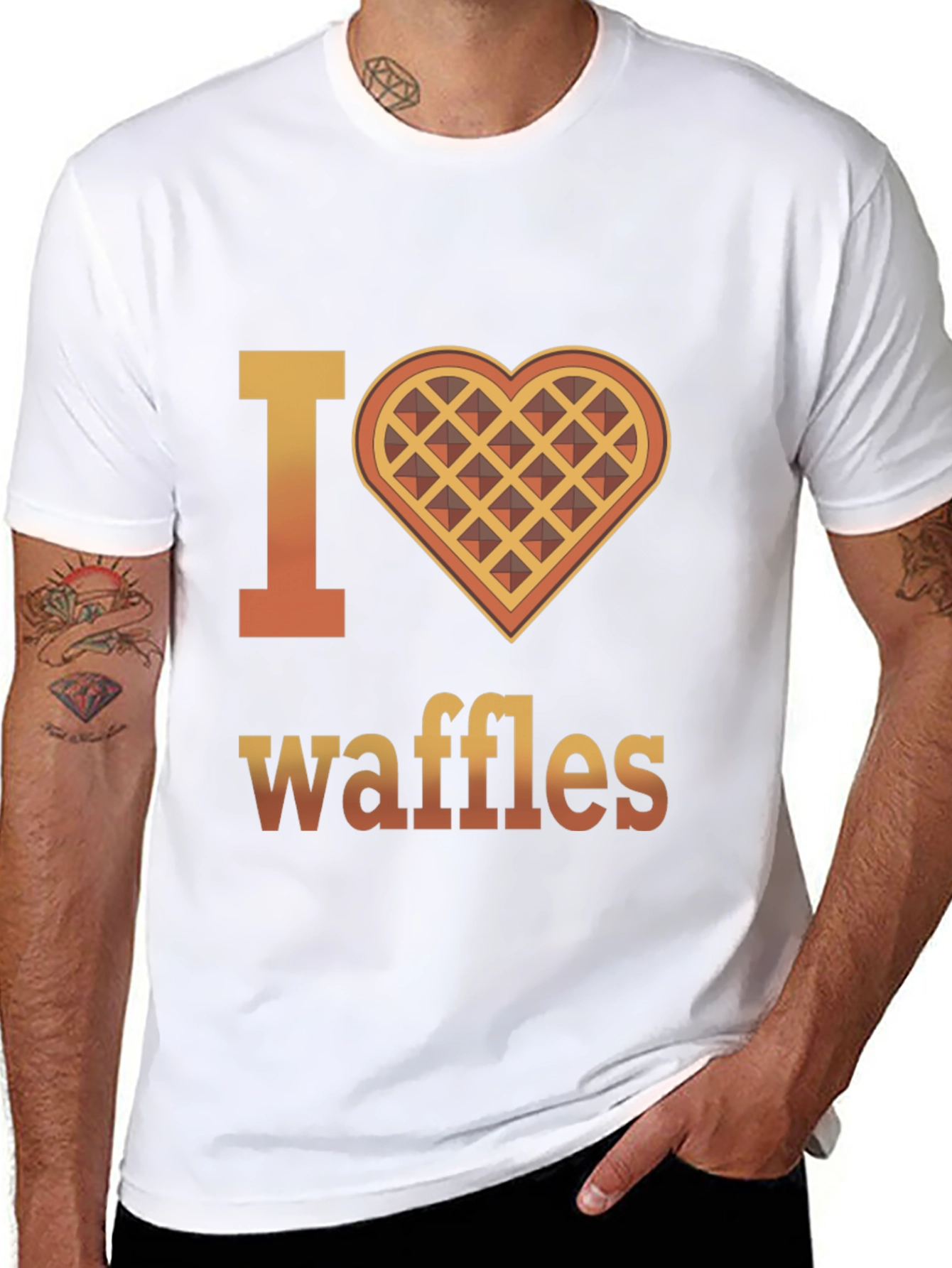 I Heart Waffles Graphic T-Shirt - Novelty Tee