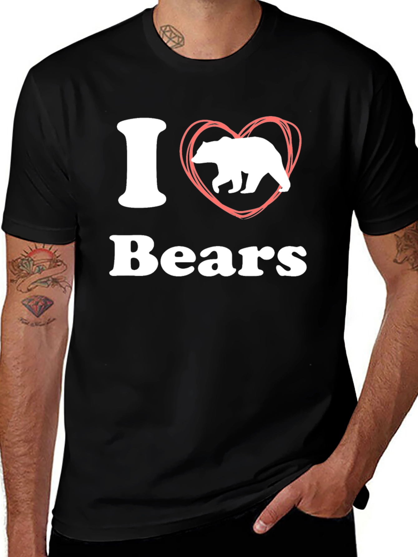 I Heart Bears Graphic Tee - Black Cotton T-Shirt