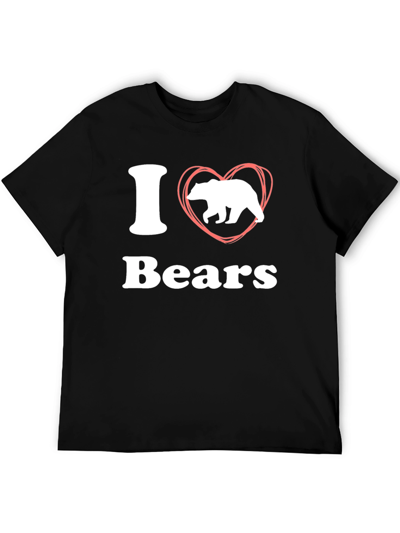 I Heart Bears Graphic Tee - Black Cotton T-Shirt