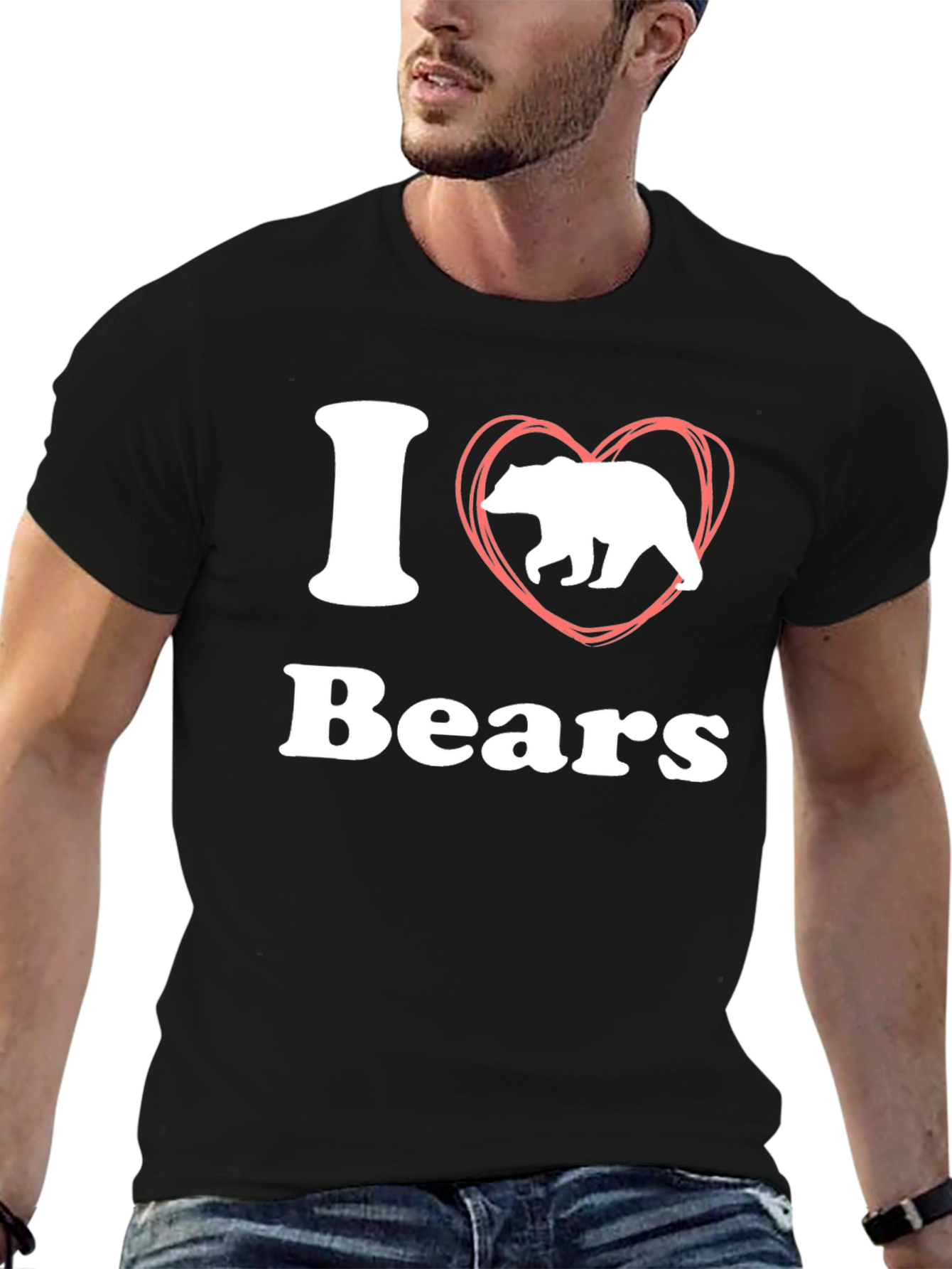 I Heart Bears Graphic Tee - Black Cotton T-Shirt