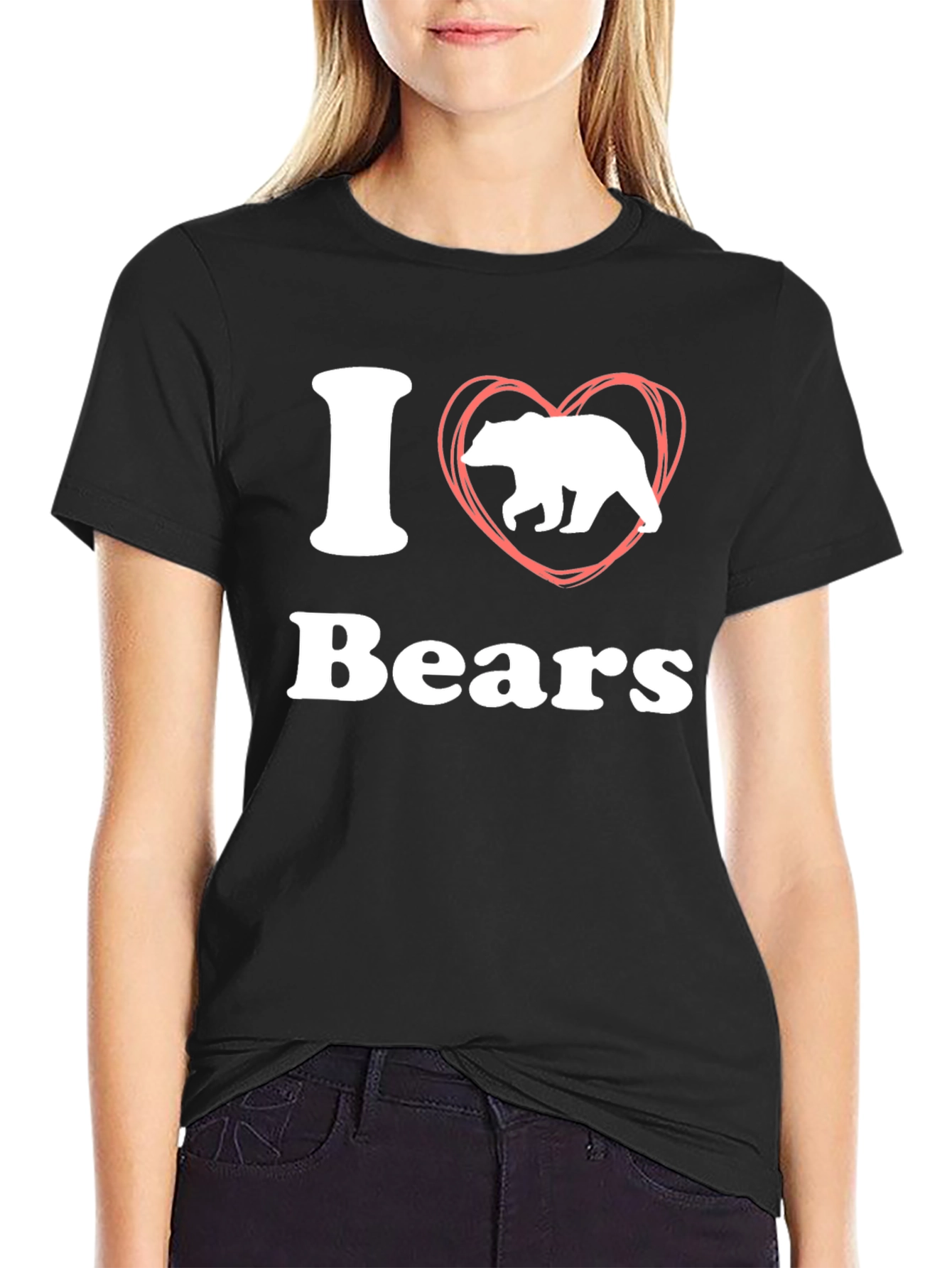 I Heart Bears Graphic Tee - Black Cotton T-Shirt