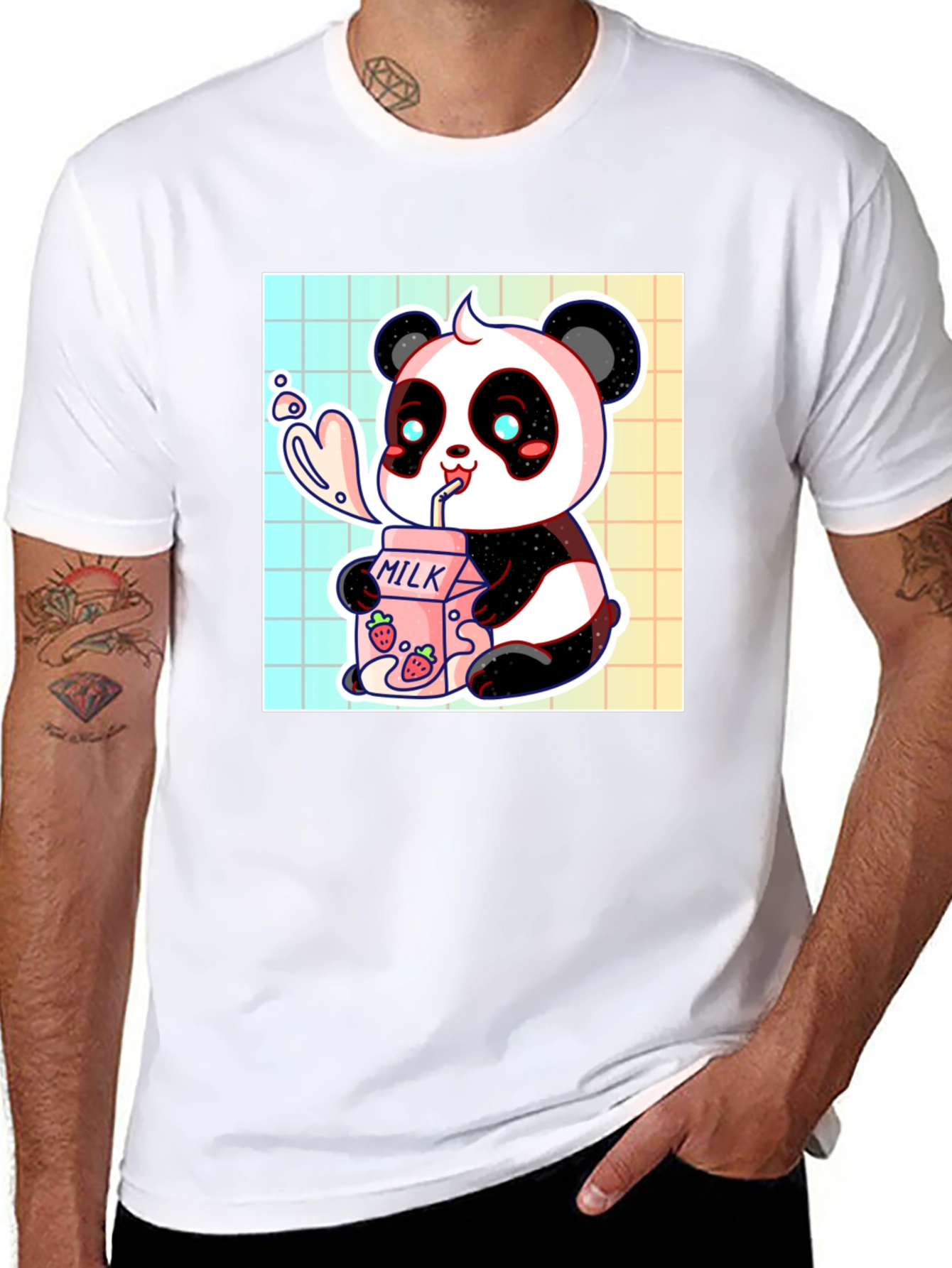 Cute Panda Milk T-Shirt - Kawaii Style