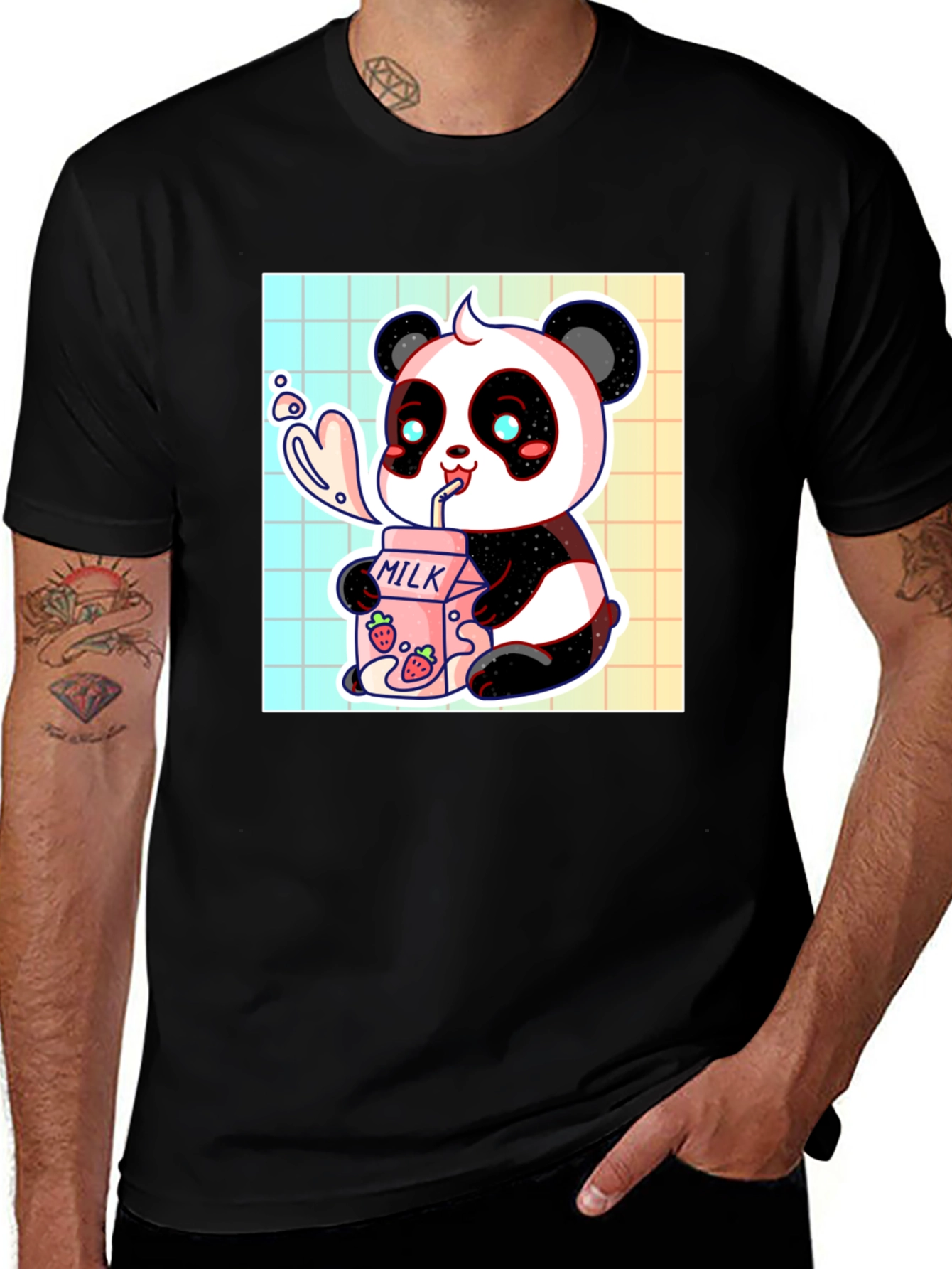 Cute Panda Milk T-Shirt - Kawaii Style