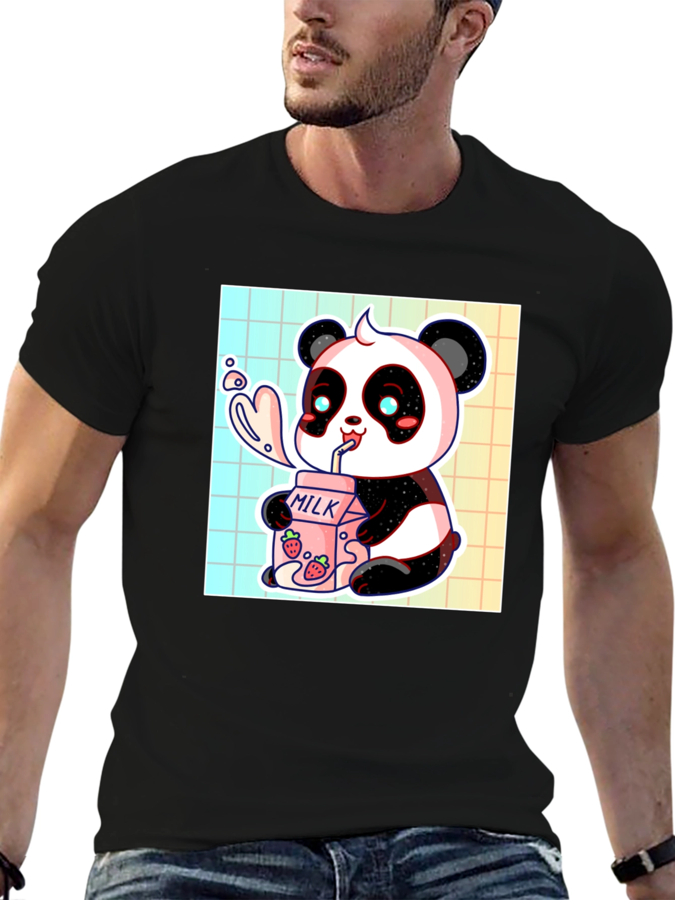 Cute Panda Milk T-Shirt - Kawaii Style