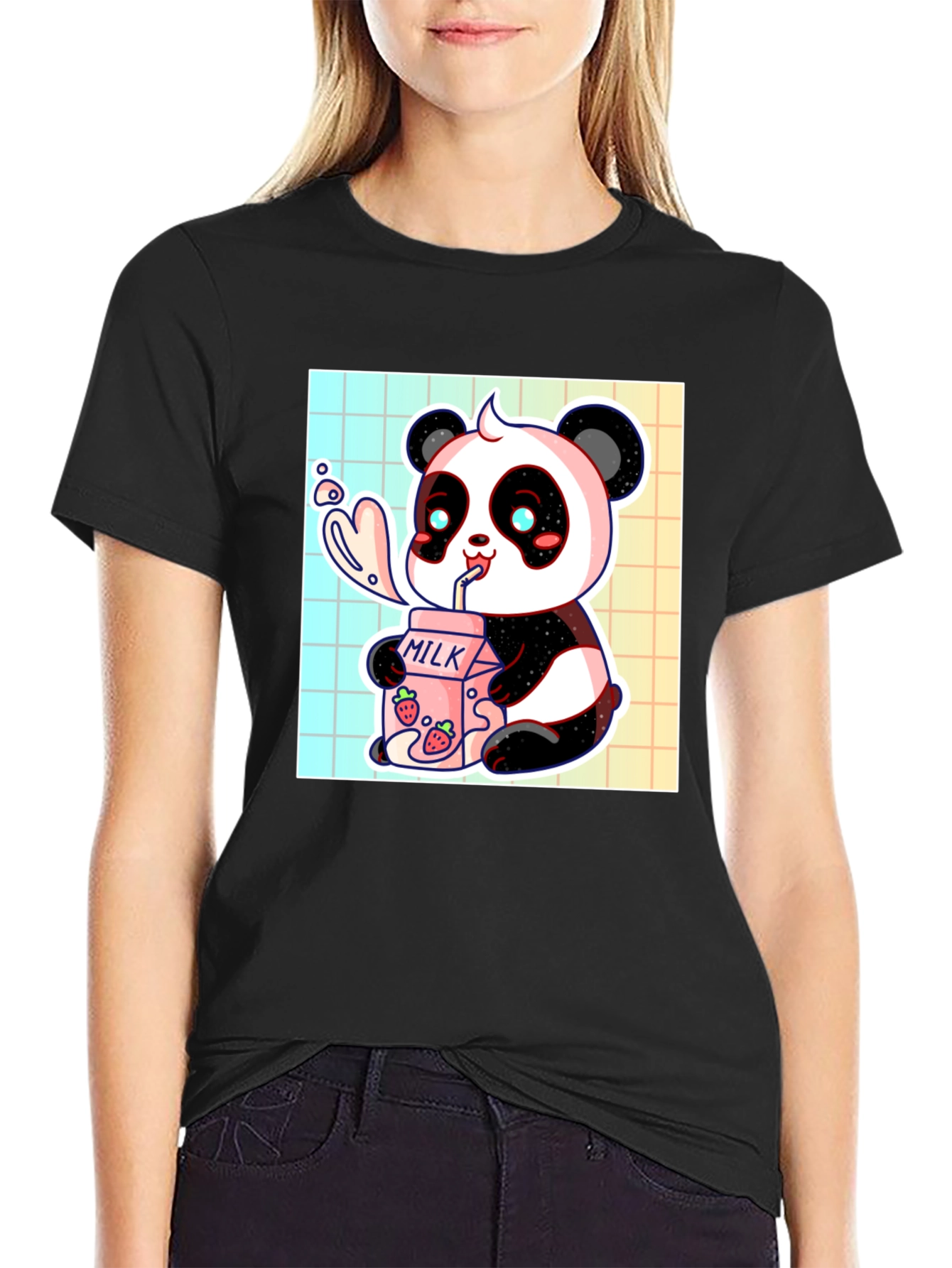 Cute Panda Milk T-Shirt - Kawaii Style